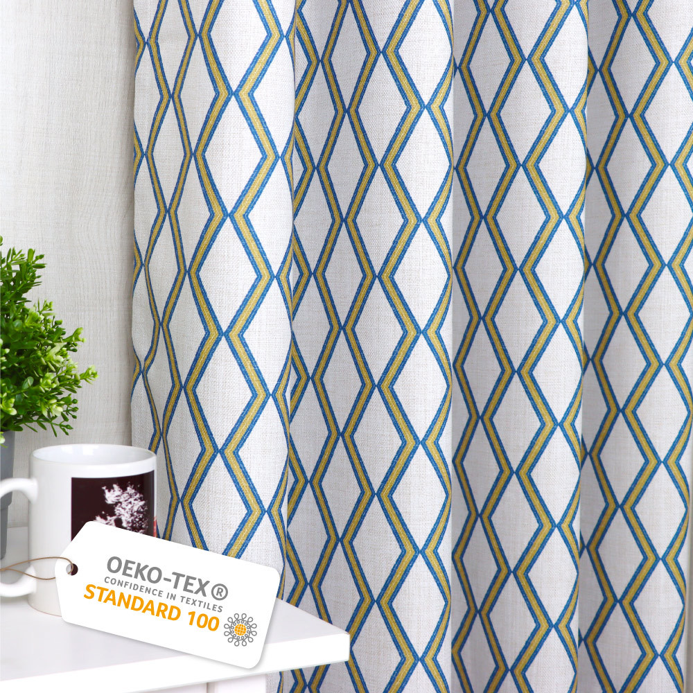 手工製作│遮光窗簾│半窗落地窗│北歐菱形│織帶│2尺寸3色