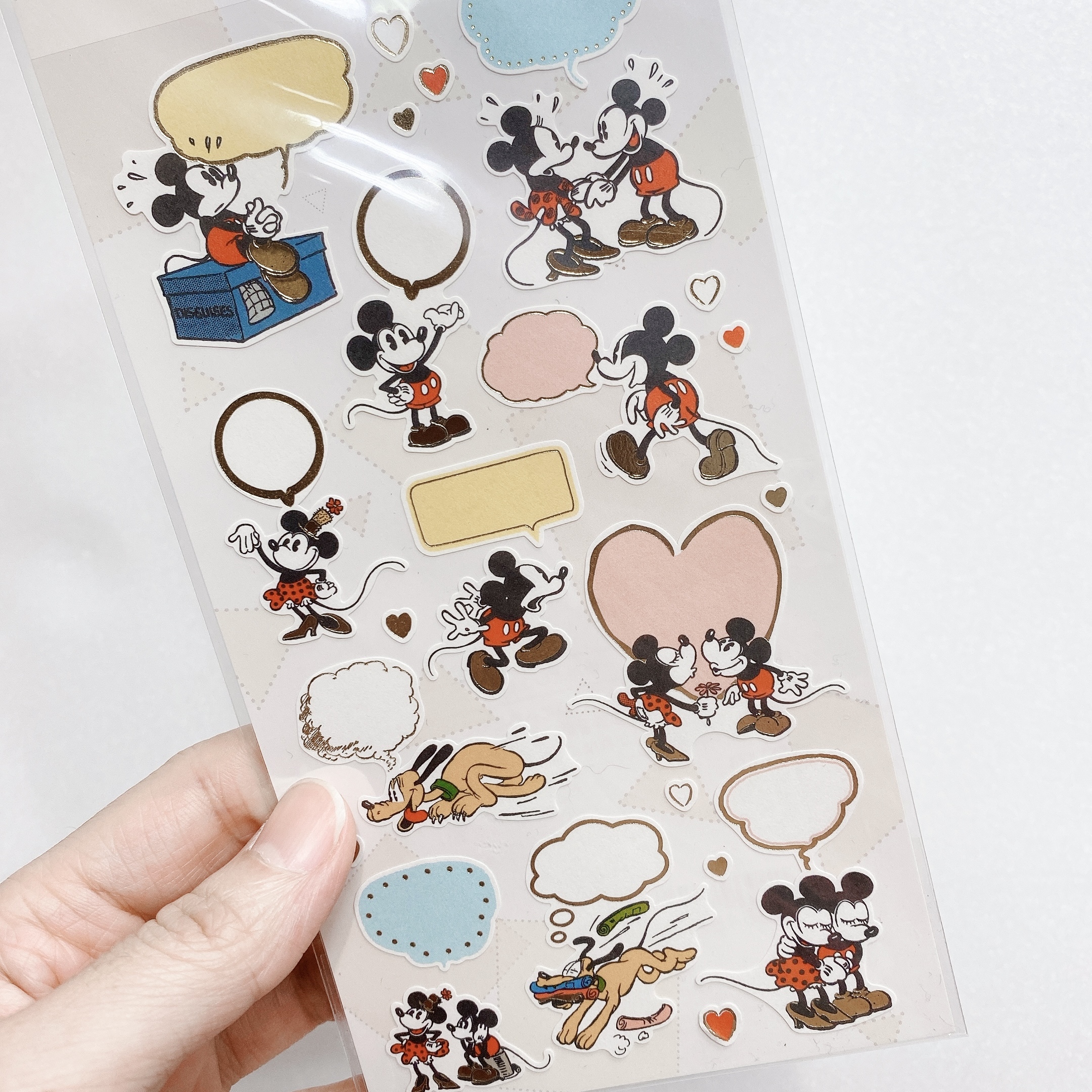 DISNEY 留言對話框貼紙-微燙金 迪士尼 米奇 小熊維尼