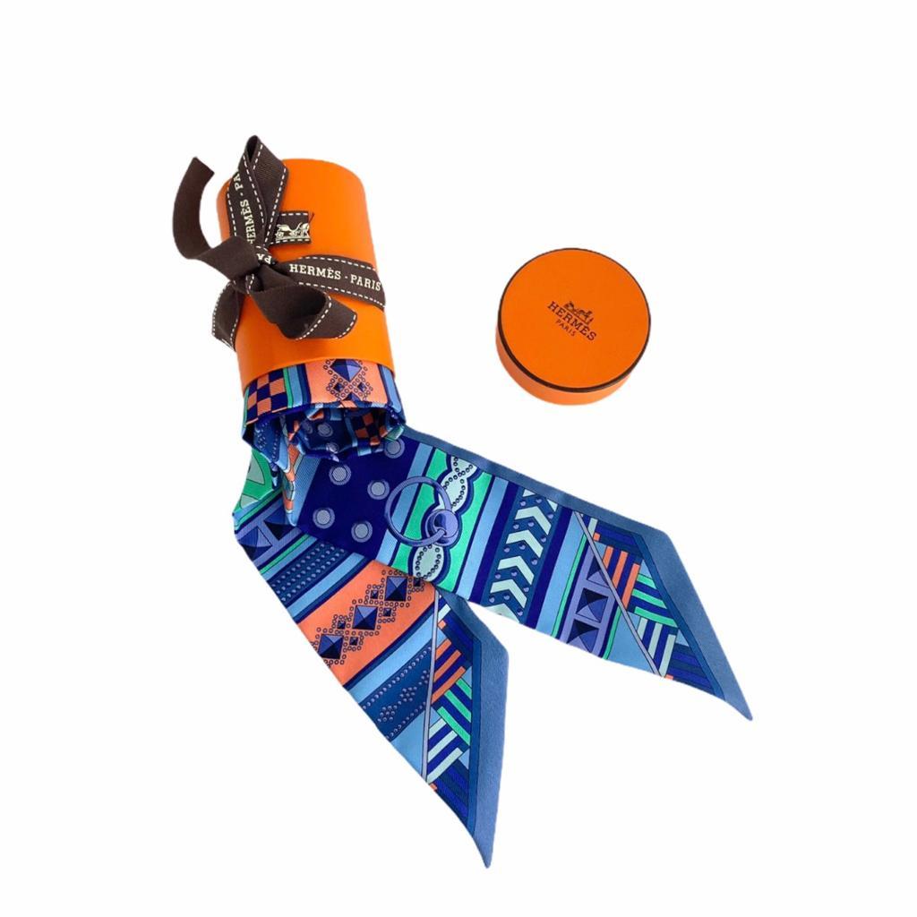 95%NEW二手HERMES TWILLY 藍色/橙紅/綠色真絲 SILK #香榭站正品