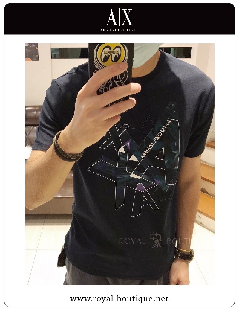 Armani Exchange 立體幾何AX大LOGO短T