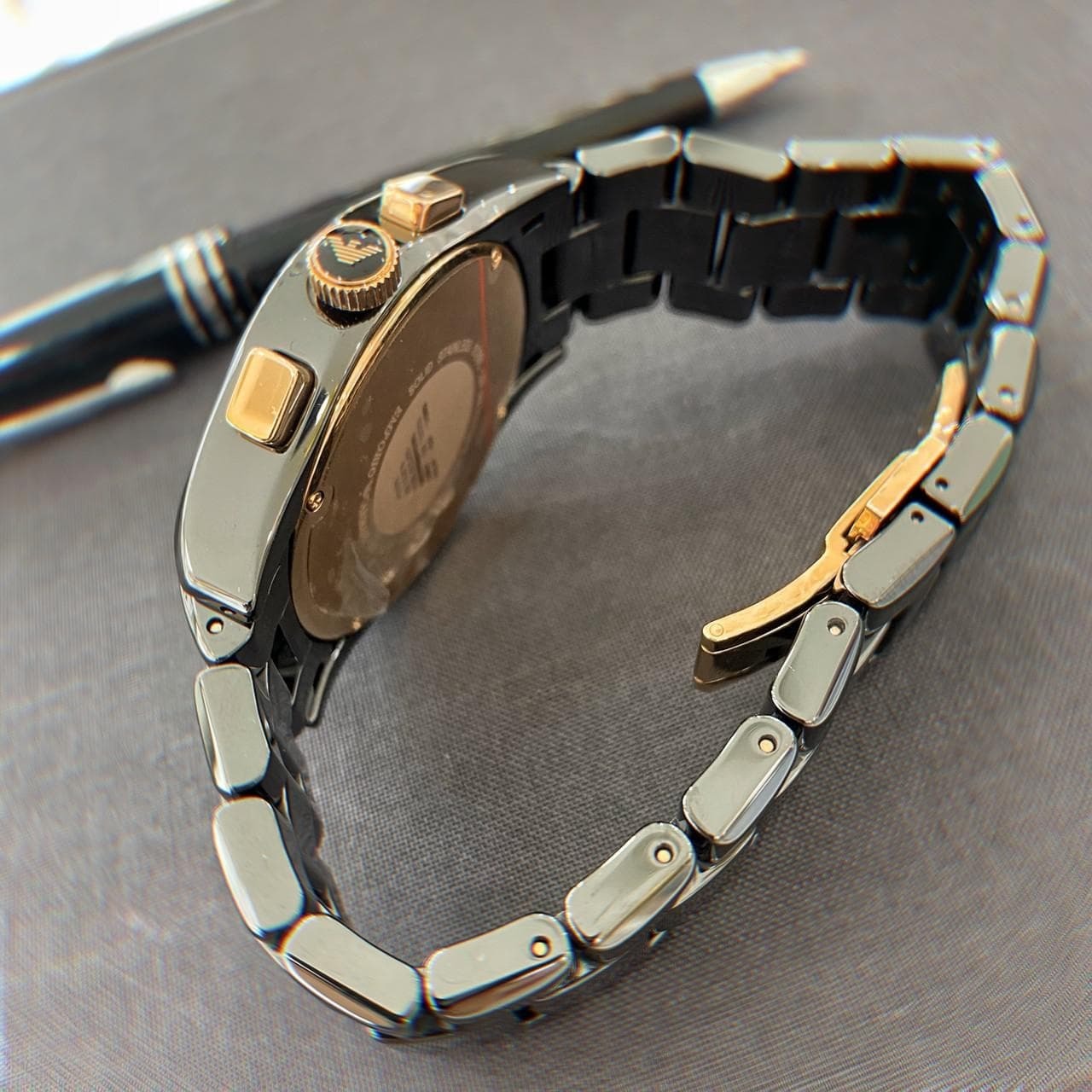 【EMPORIO ARMANI】經典陶瓷計時腕錶 AR1410 43mm 現代鐘錶