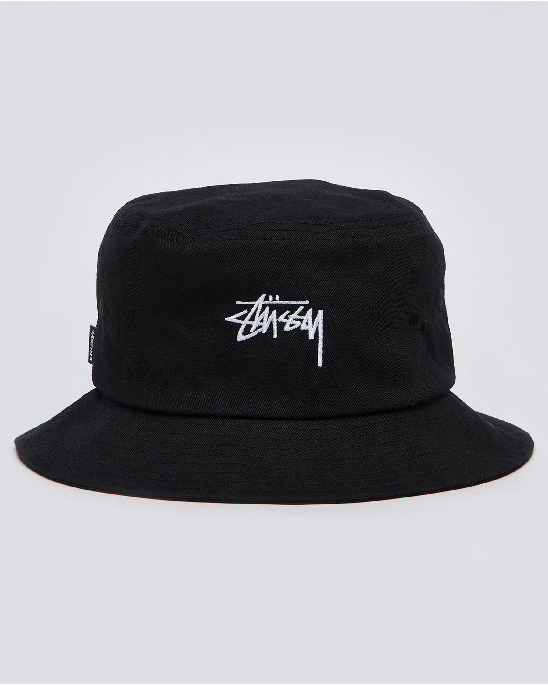 STUSSY STOCK BUCKET HAT BLACK
