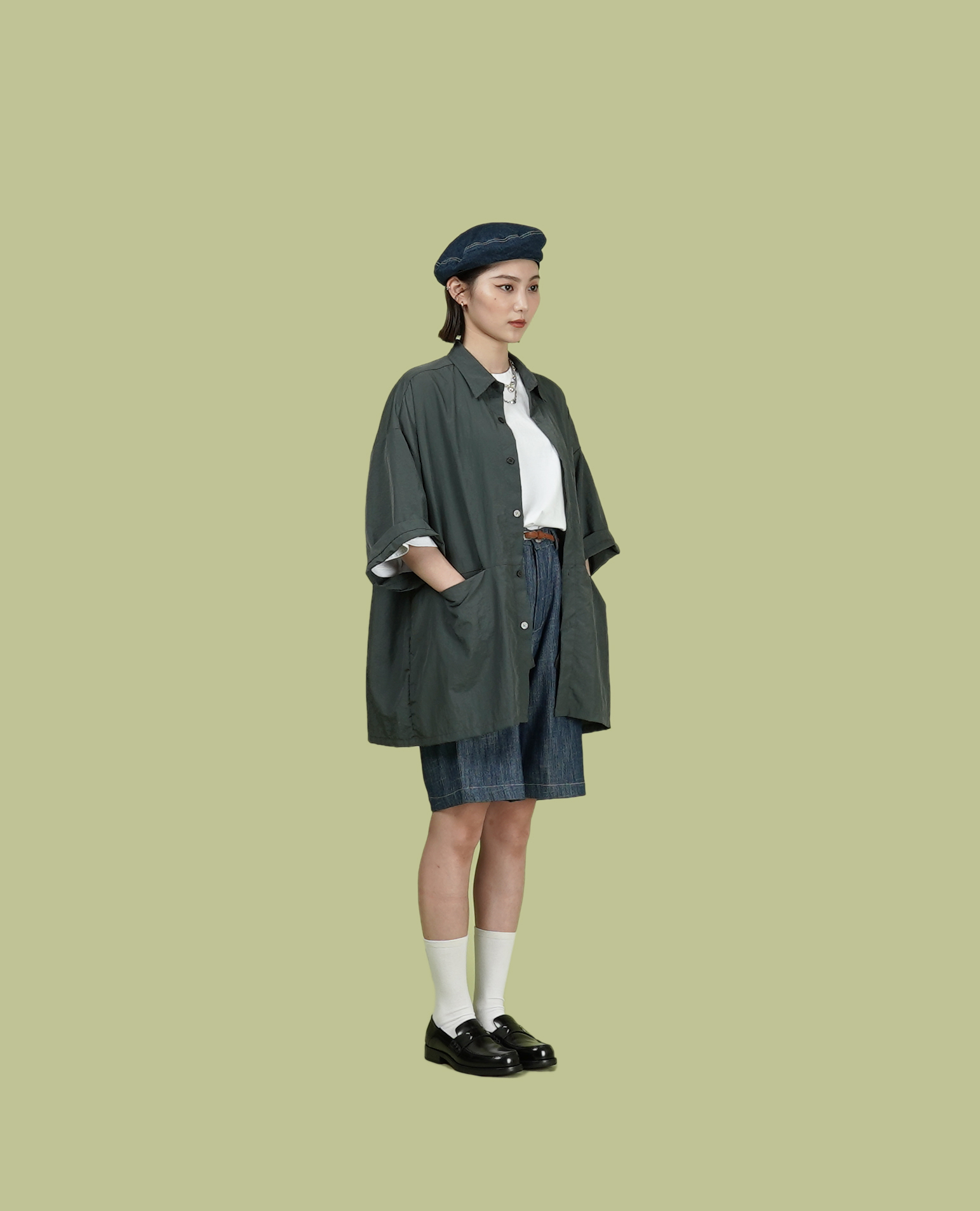 O.POism 歐波医生滑料切口口袋襯衫