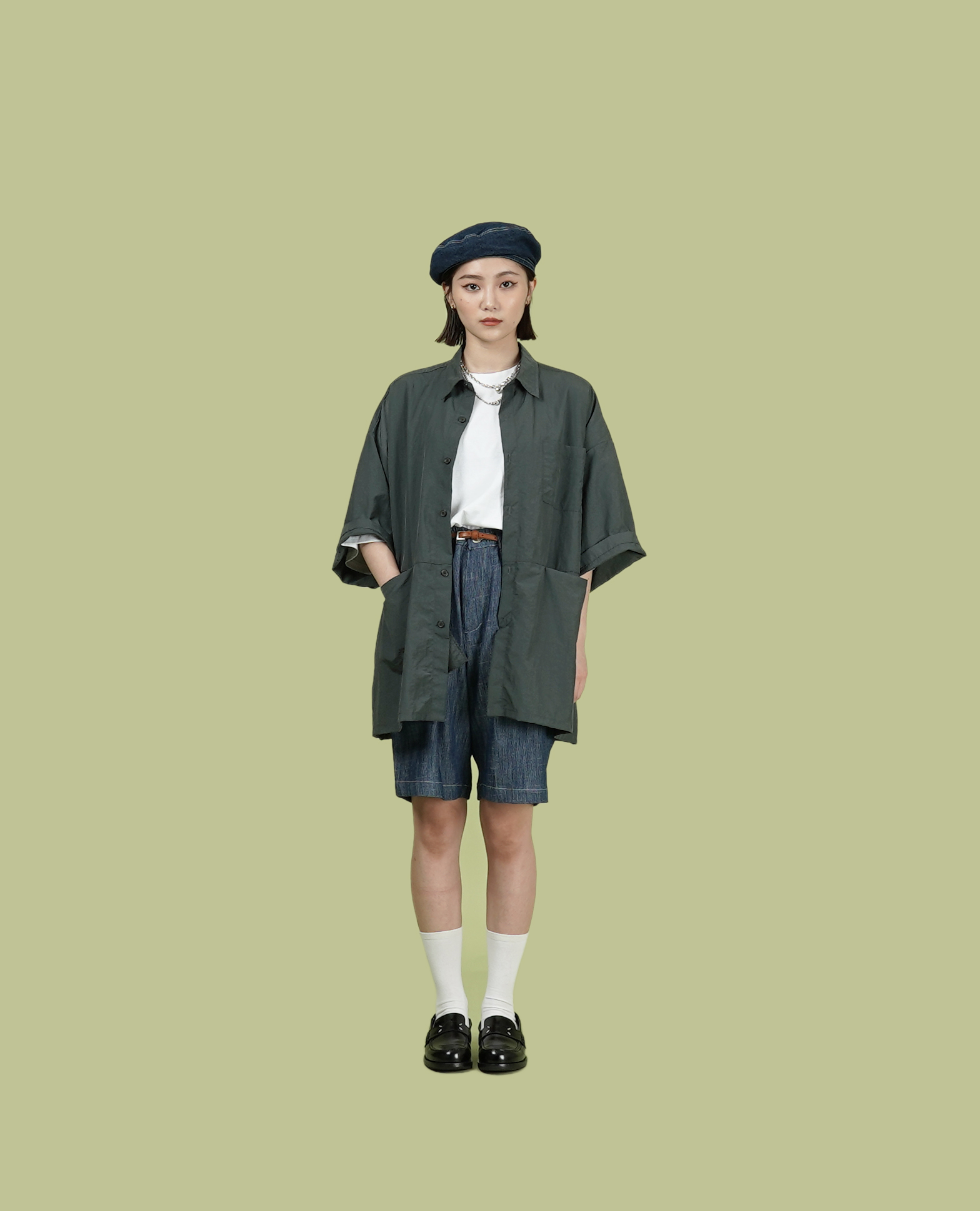 O.POism 歐波医生滑料切口口袋襯衫