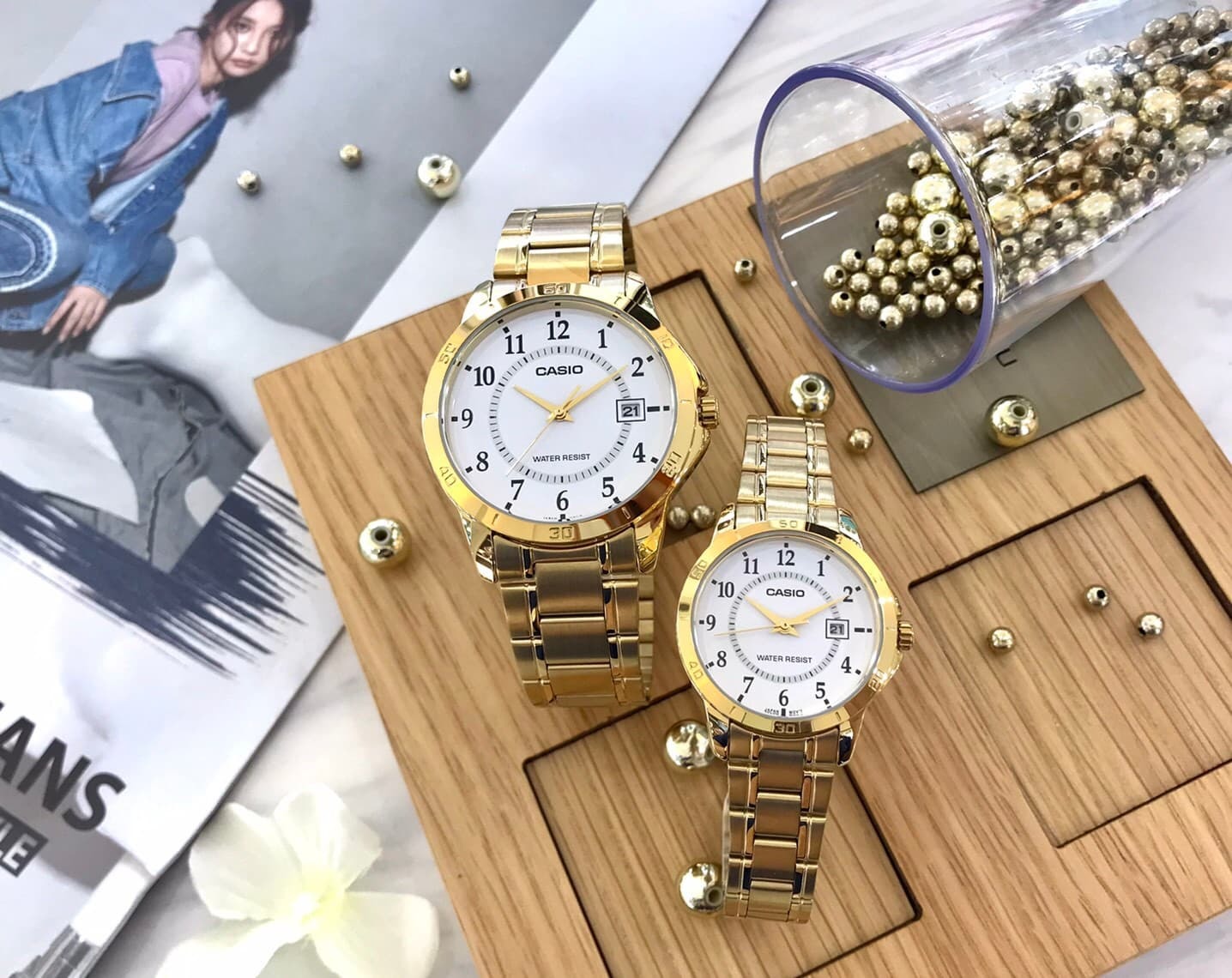 【CASIO 卡西歐】經典復古不鏽鋼數字款 MTP-V004G-7B (41mm)/ LTP-V004G-7B (30.2mm) 現代鐘錶