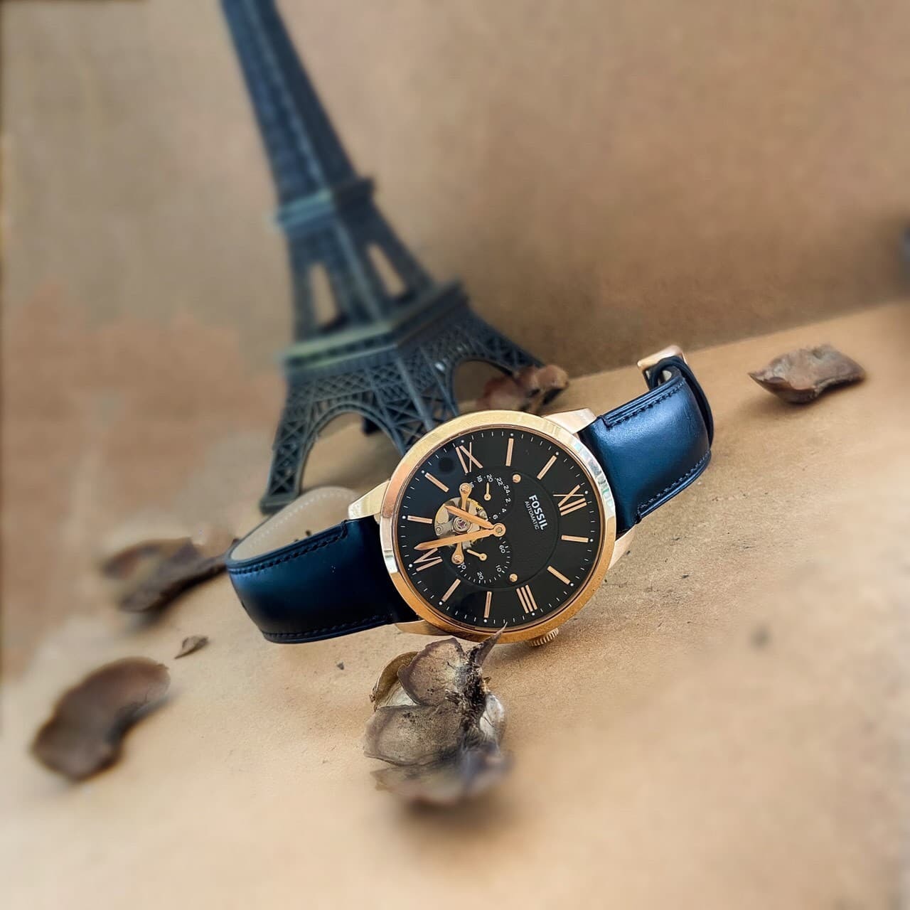 【FOSSIL】Townsman auto 城市雅痞黑色真皮機械錶 ME3170 44mm 現代鐘錶