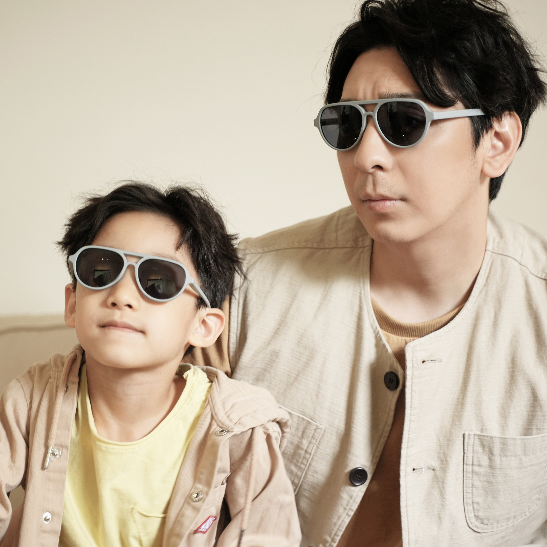 Aviator sunglasses - adult + kids 2支組 - 霧霧灰籃