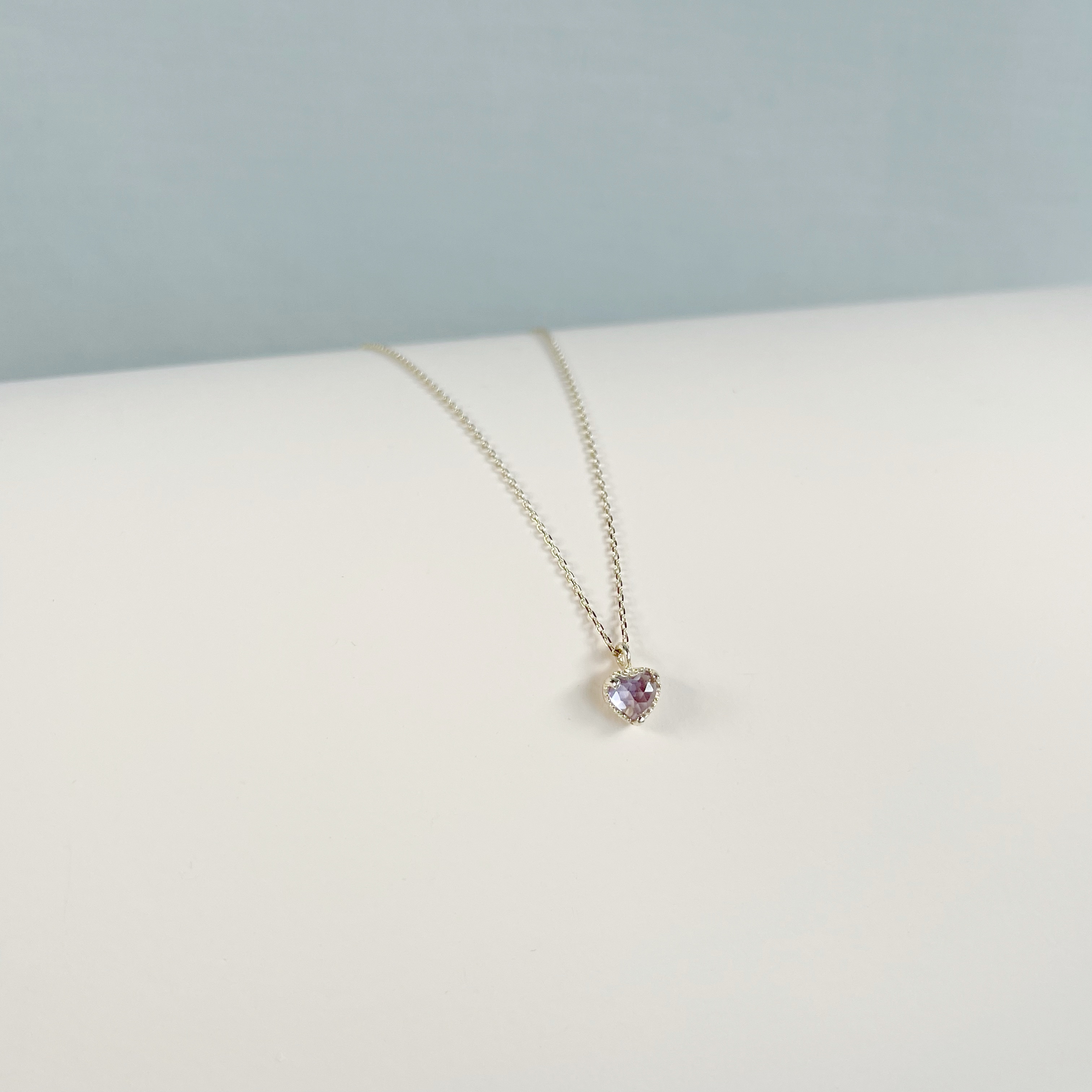 14K Rosecut三爪愛心紫水晶項鍊