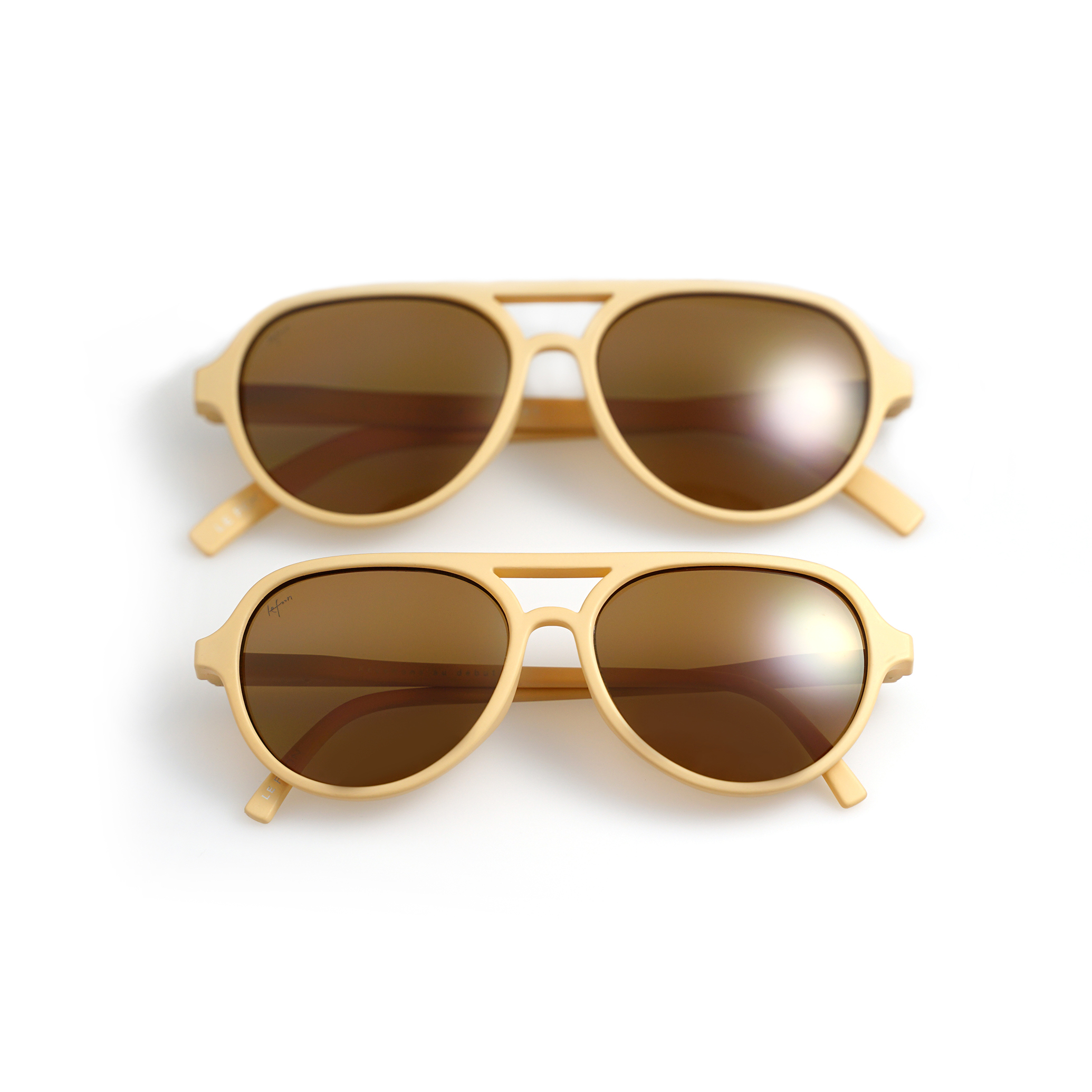 Aviator sunglasses - adult + kids 2支組 - 陽光霧黃