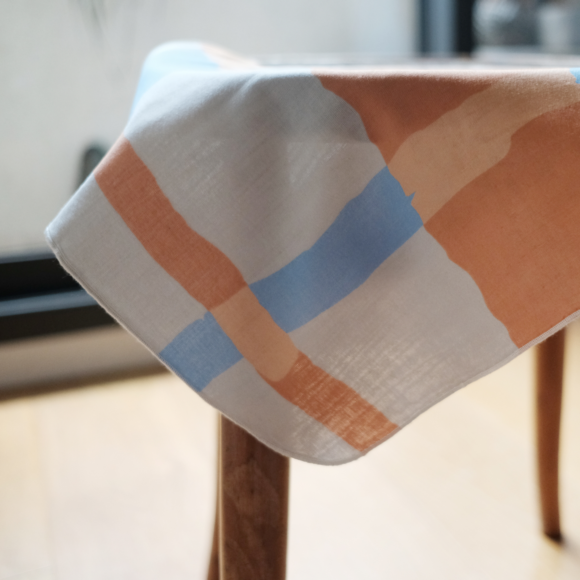 二重紗手帕 / 防水漆橘藍