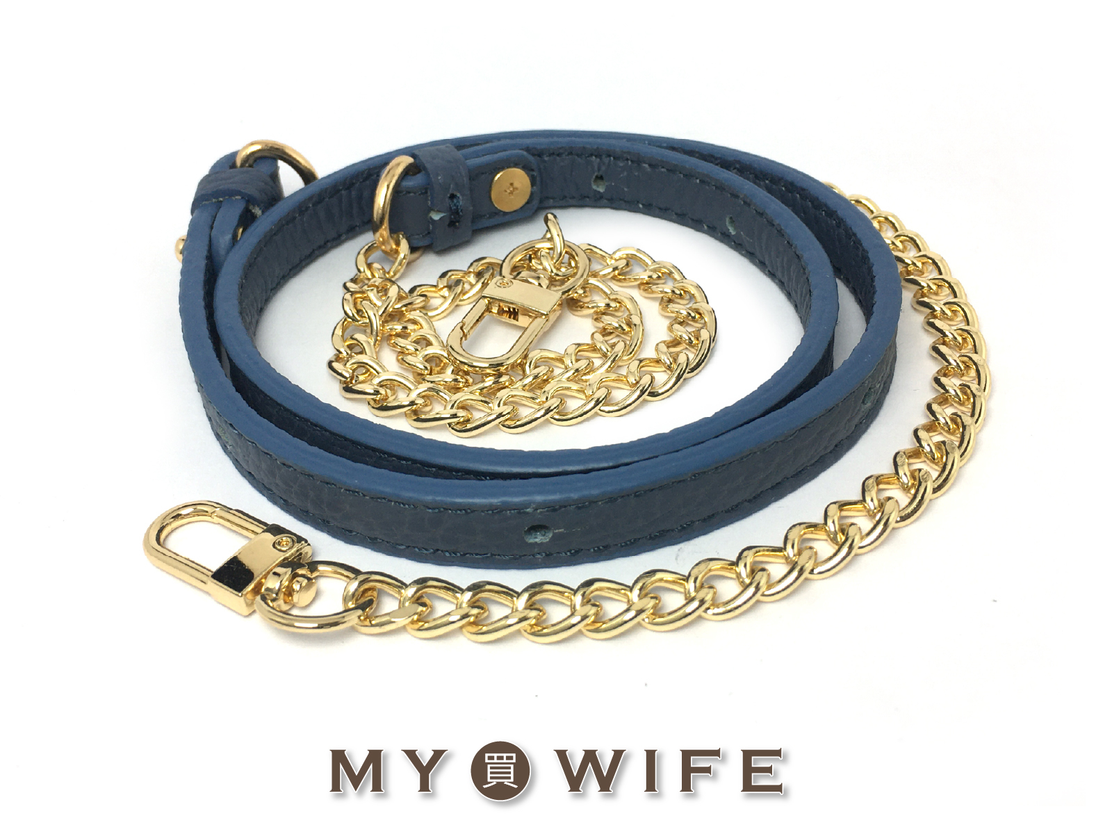 真皮可調節金屬鍊揹帶(頭層皮/荔枝紋)_11色金色配件【LP-BD059】