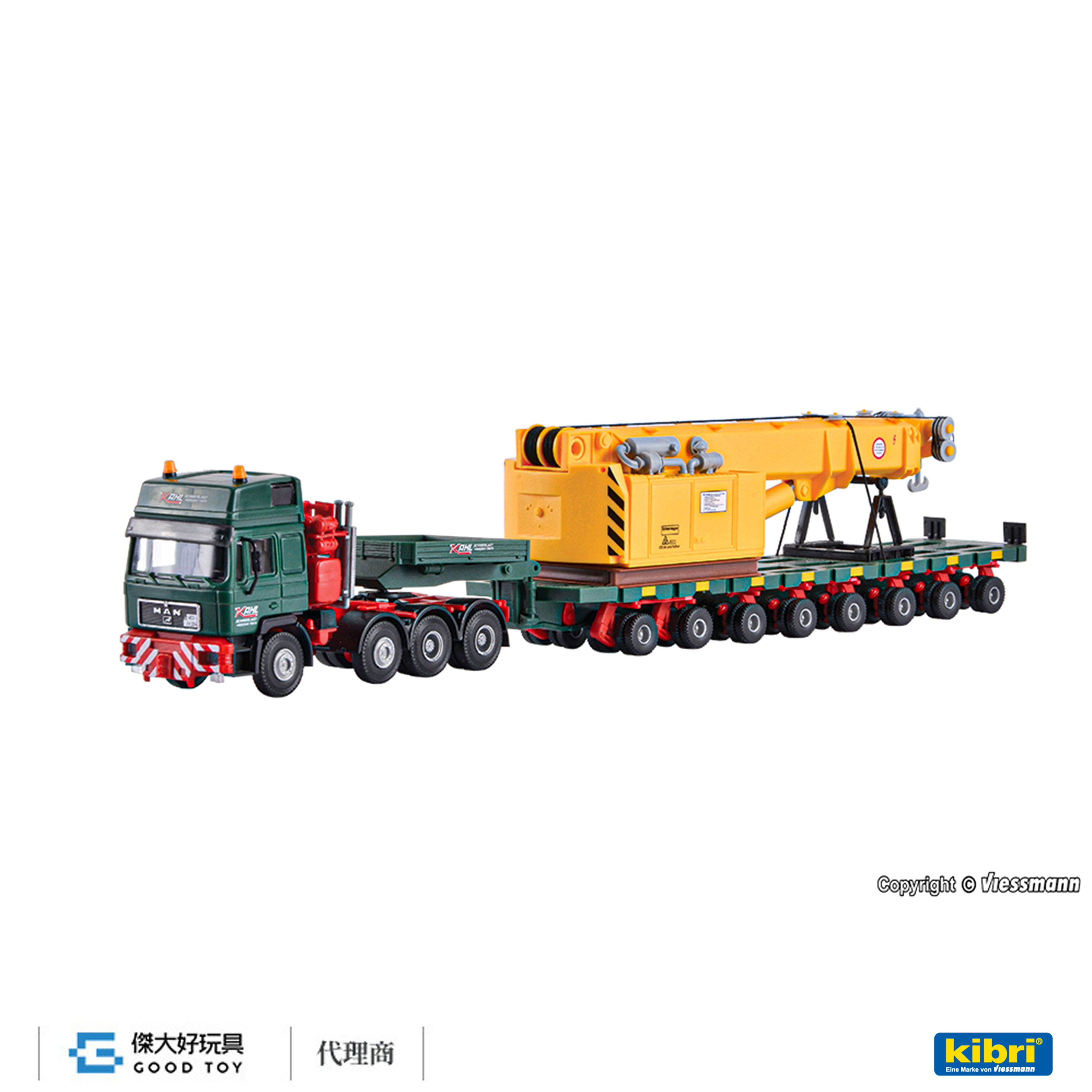 Kibri 13600 (HO kit) MAN SK+SCHEUERLE平台拖車(附鐵路起重機上部結構)