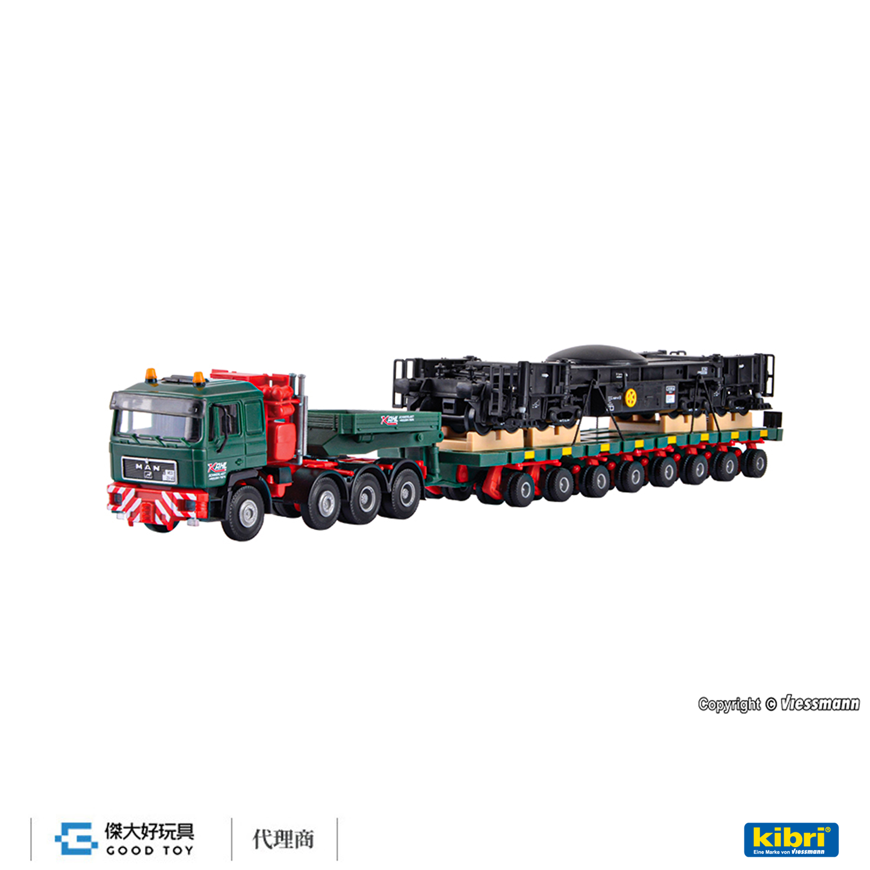 Kibri 13601 (HO kit) MAN SK+SCHEUERLE平台拖車(附鐵路起重機下部結構)
