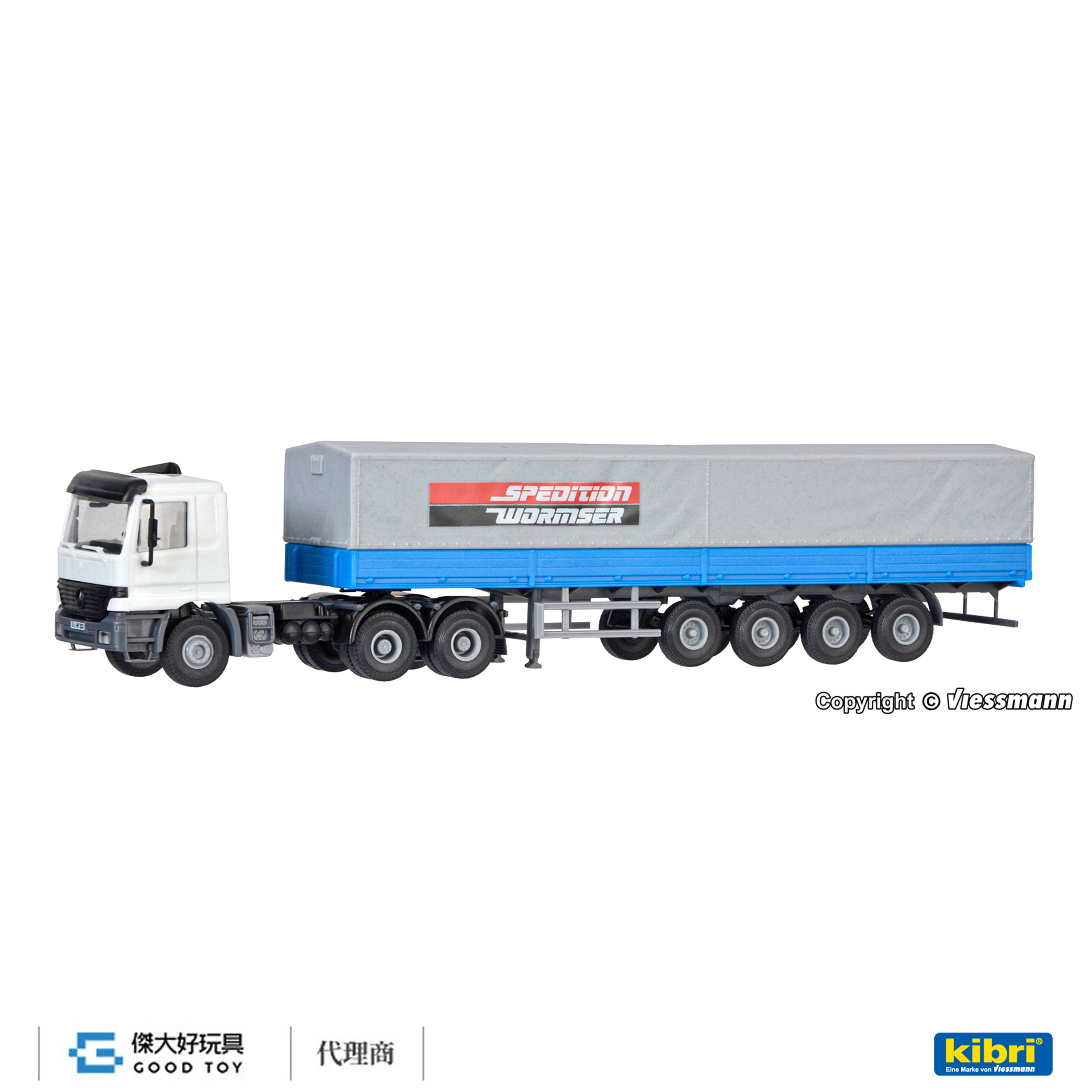 Kibri 14652 (HO kit) Benz ACTROS 3軸 篷布半掛拖車 附貨物