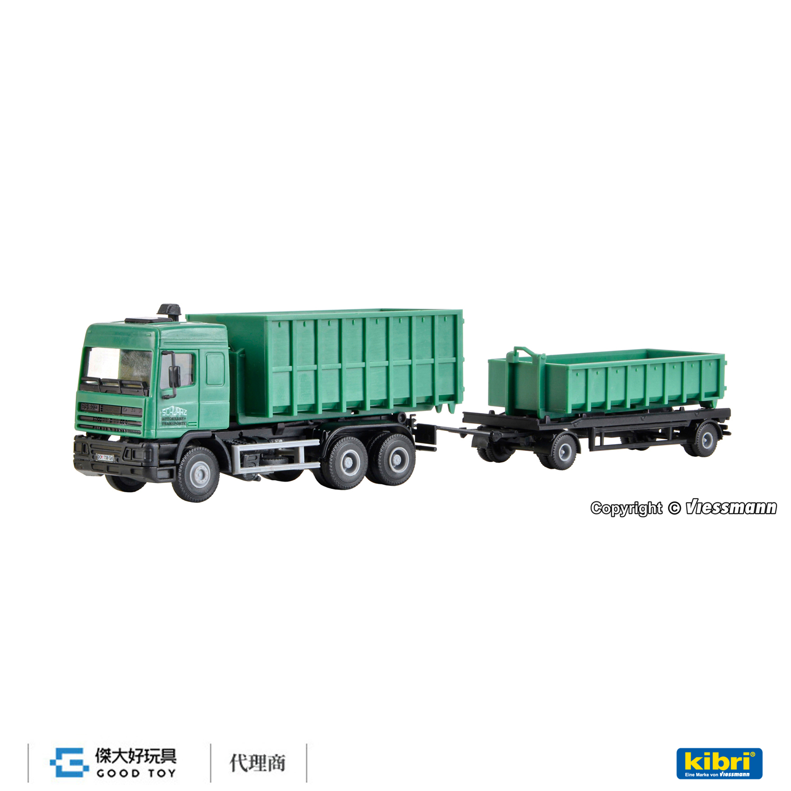 Kibri 15211 (HO kit) DAF 4軸 自卸車+自卸拖車 (SchwarzBau)