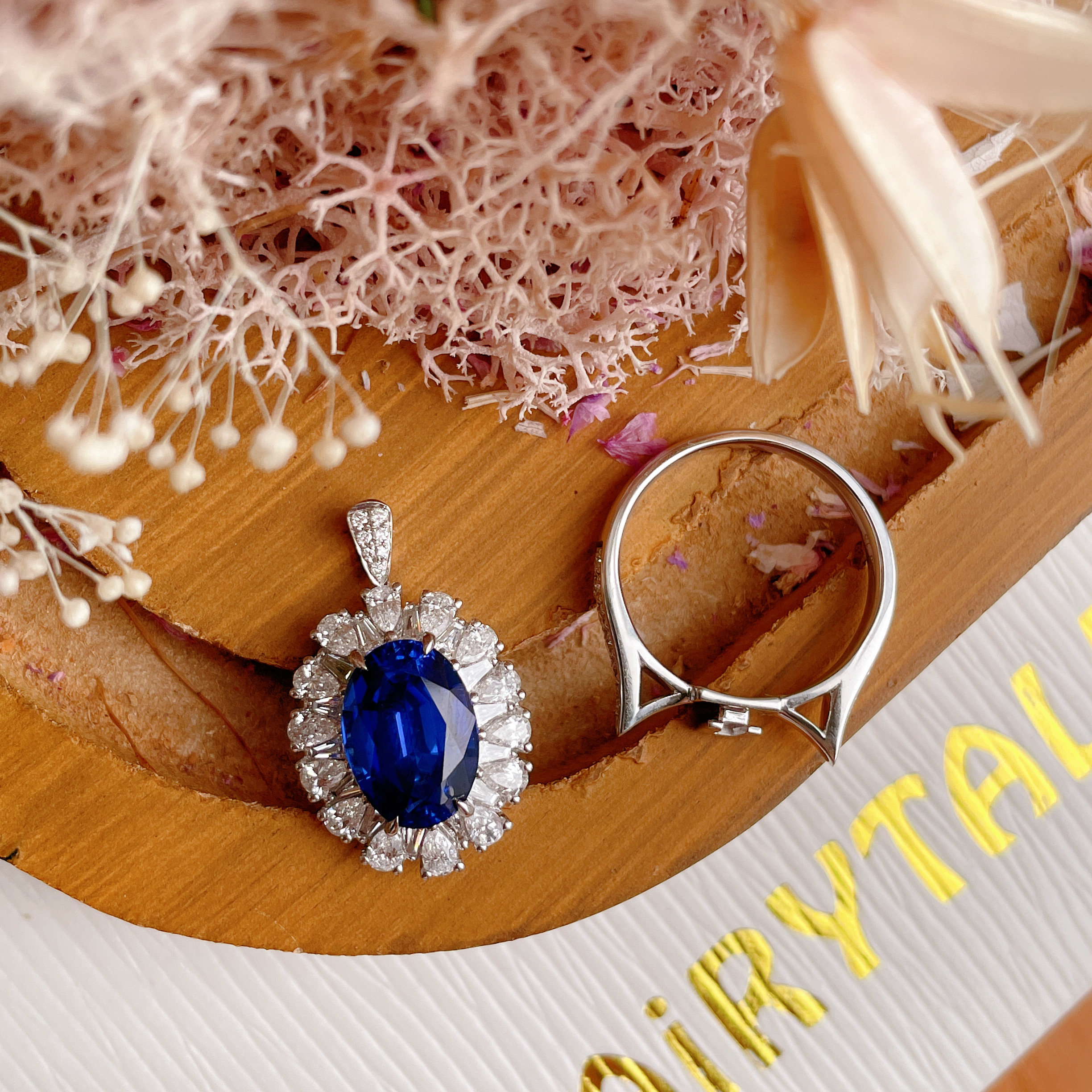 18K坦桑石鑽石戒指/吊墜兩用款  - 5A色 （帶GUILD證書）