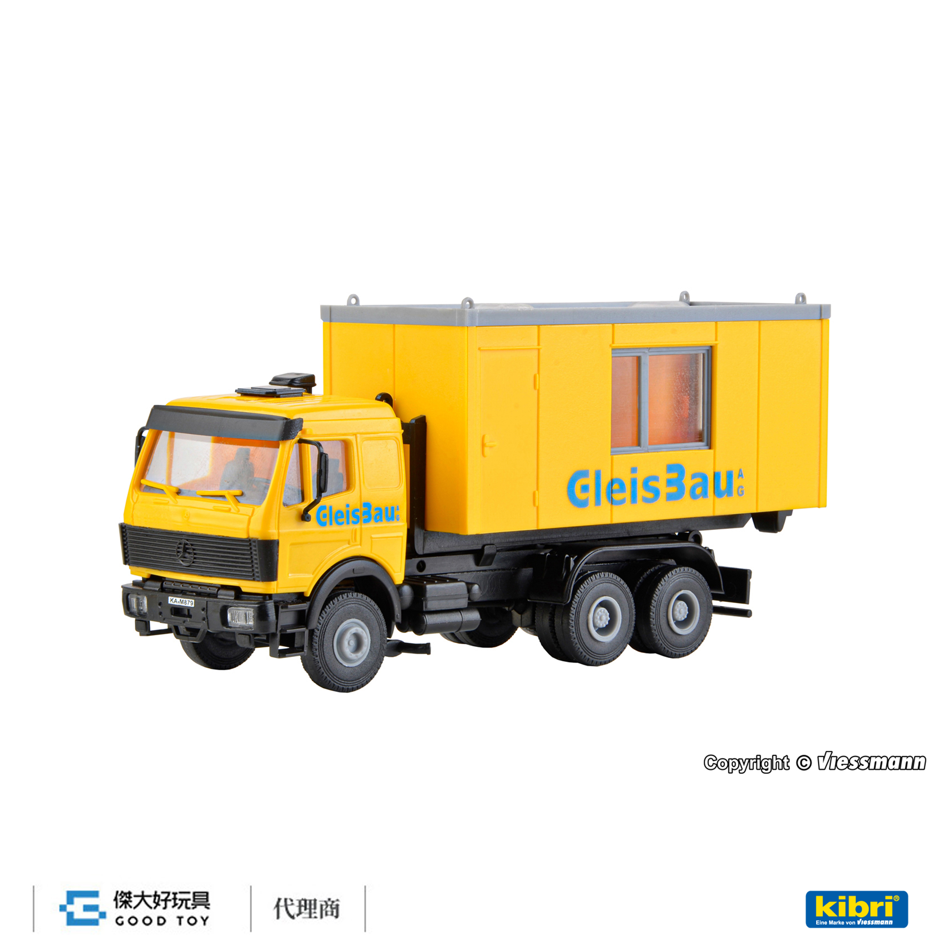 Kibri 16310 (HO kit) Benz LP 可交換箱體卡車 (附GleisBau貨櫃屋)