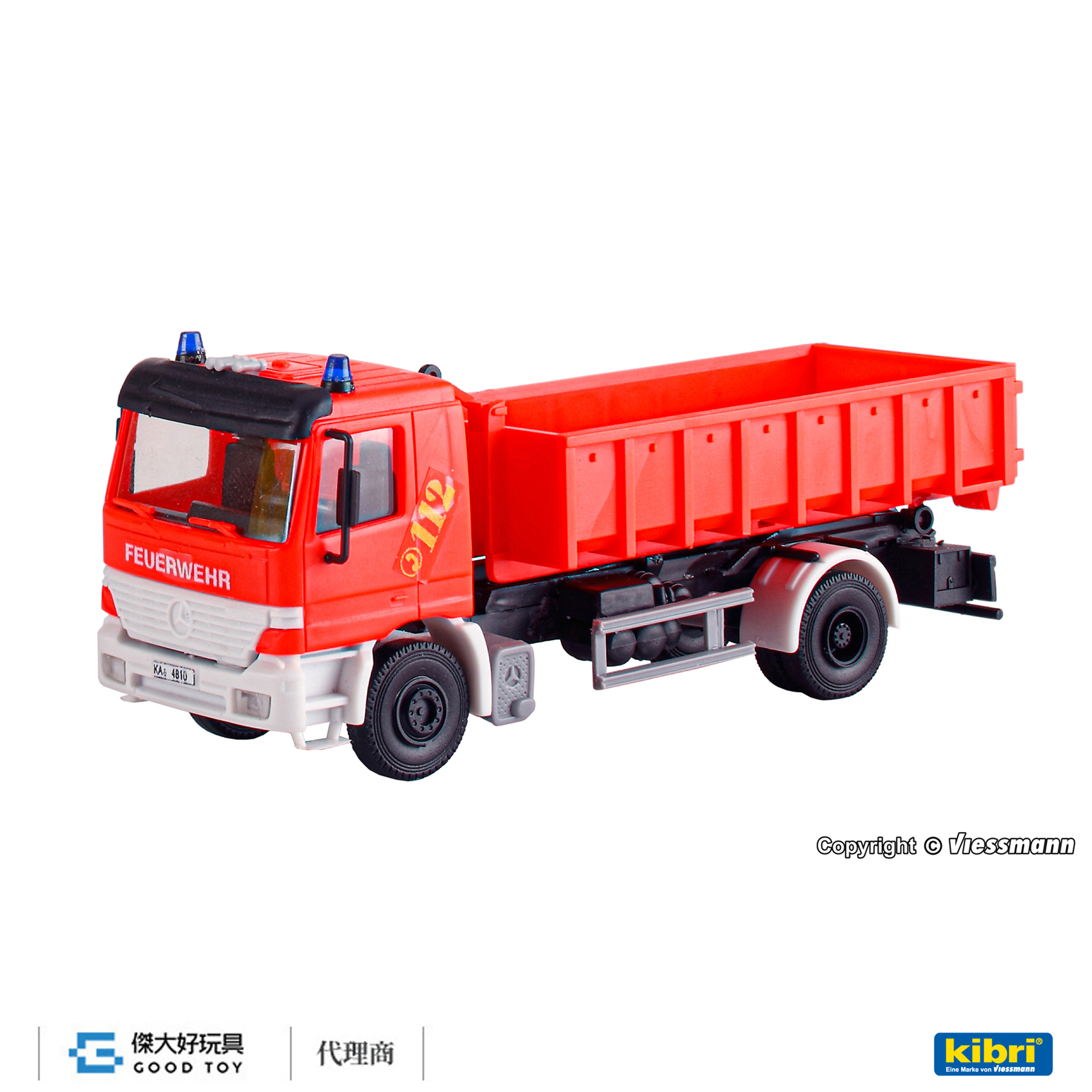 Kibri 18249 (HO kit) Benz ACTROS 2軸 消防隊 鉤拉臂式自卸車