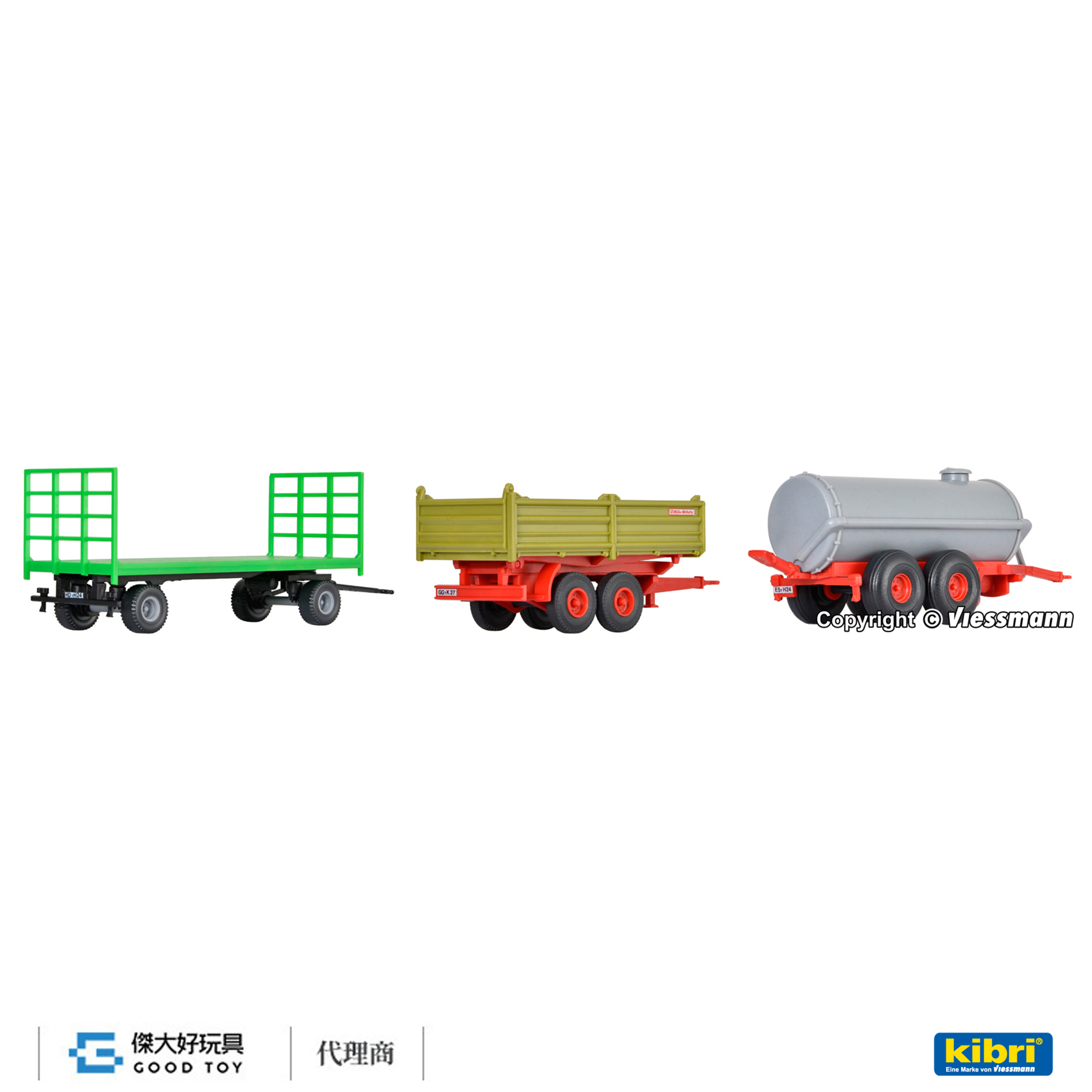 Kibri 10908  (HO kit) 農牧拖車組(3輛)