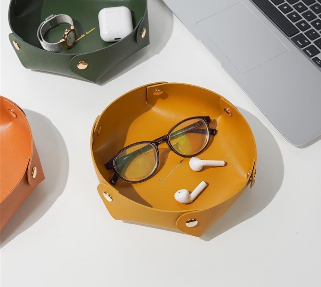 奢華風皮革收納籃