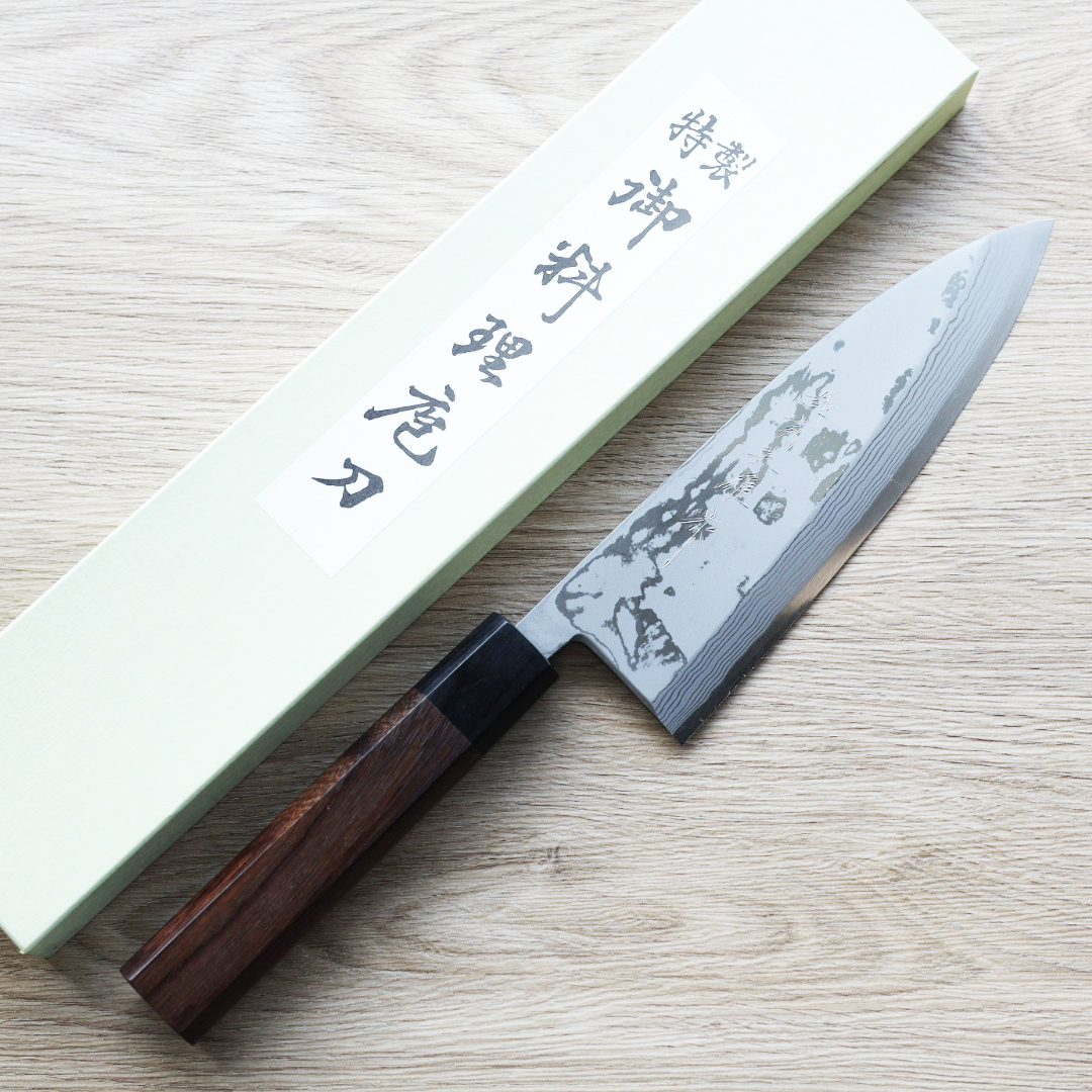 北岡英雄 出刃 180mm 白紙鋼 墨流