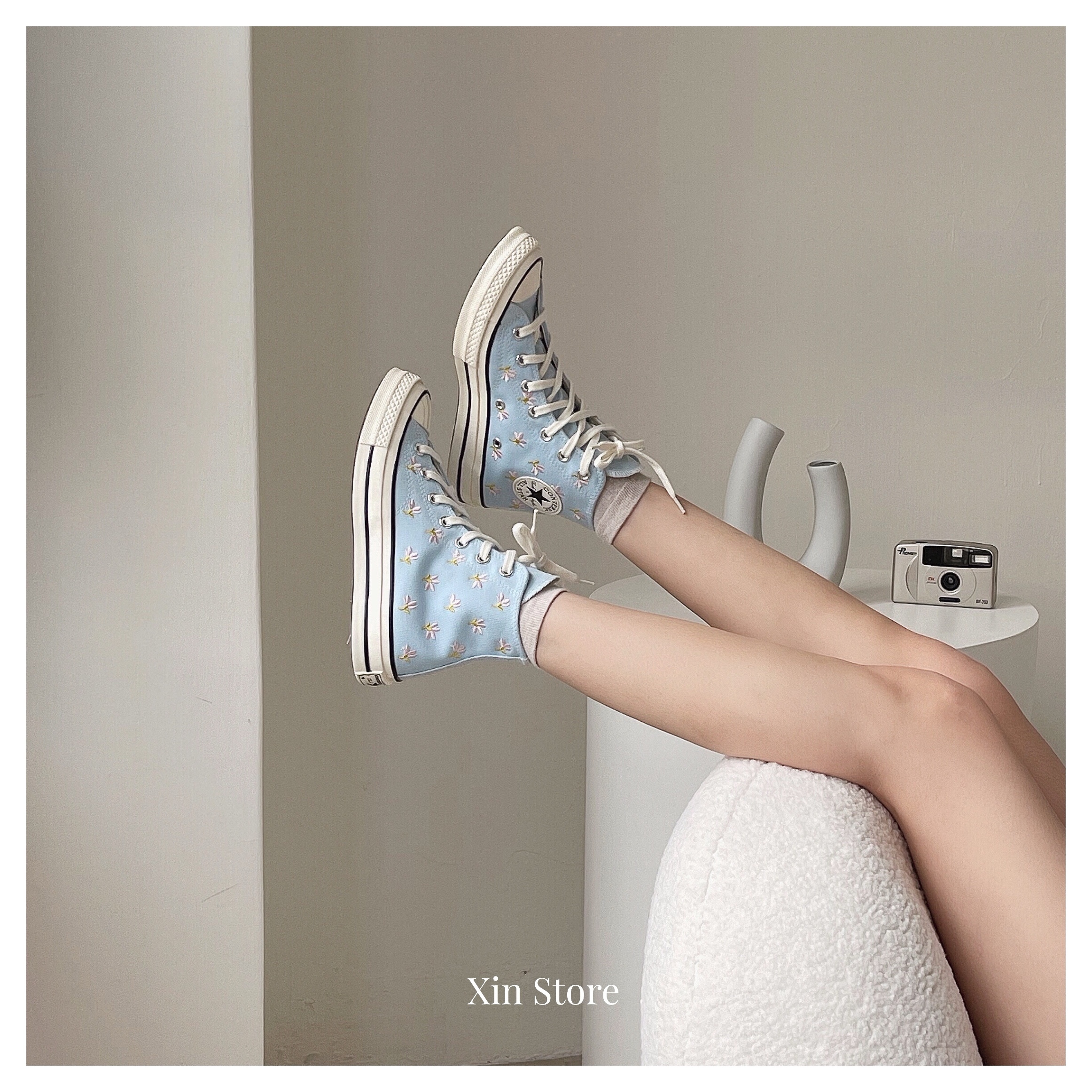 【現貨】Converse Chuck All Star 1970 High 帆布鞋 高筒 小花 白藍