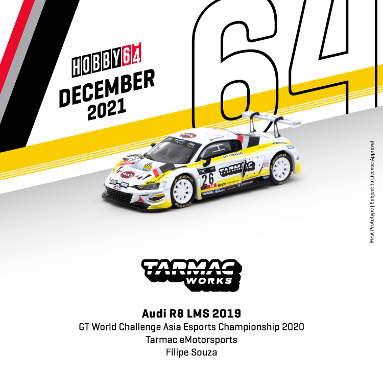 1/64 Audi R8 LMS 2019 GT World Challenge Asia Esports Championship 2020 Tarmac eMotorsports Filipe Souza (T64-043-SOUZA)