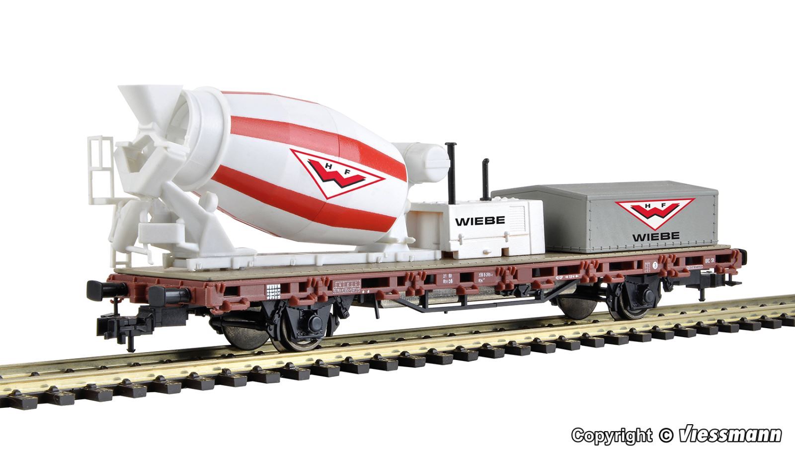 Viessmann 2626 HO規 平板車上的水泥攪拌機.數位 工程車