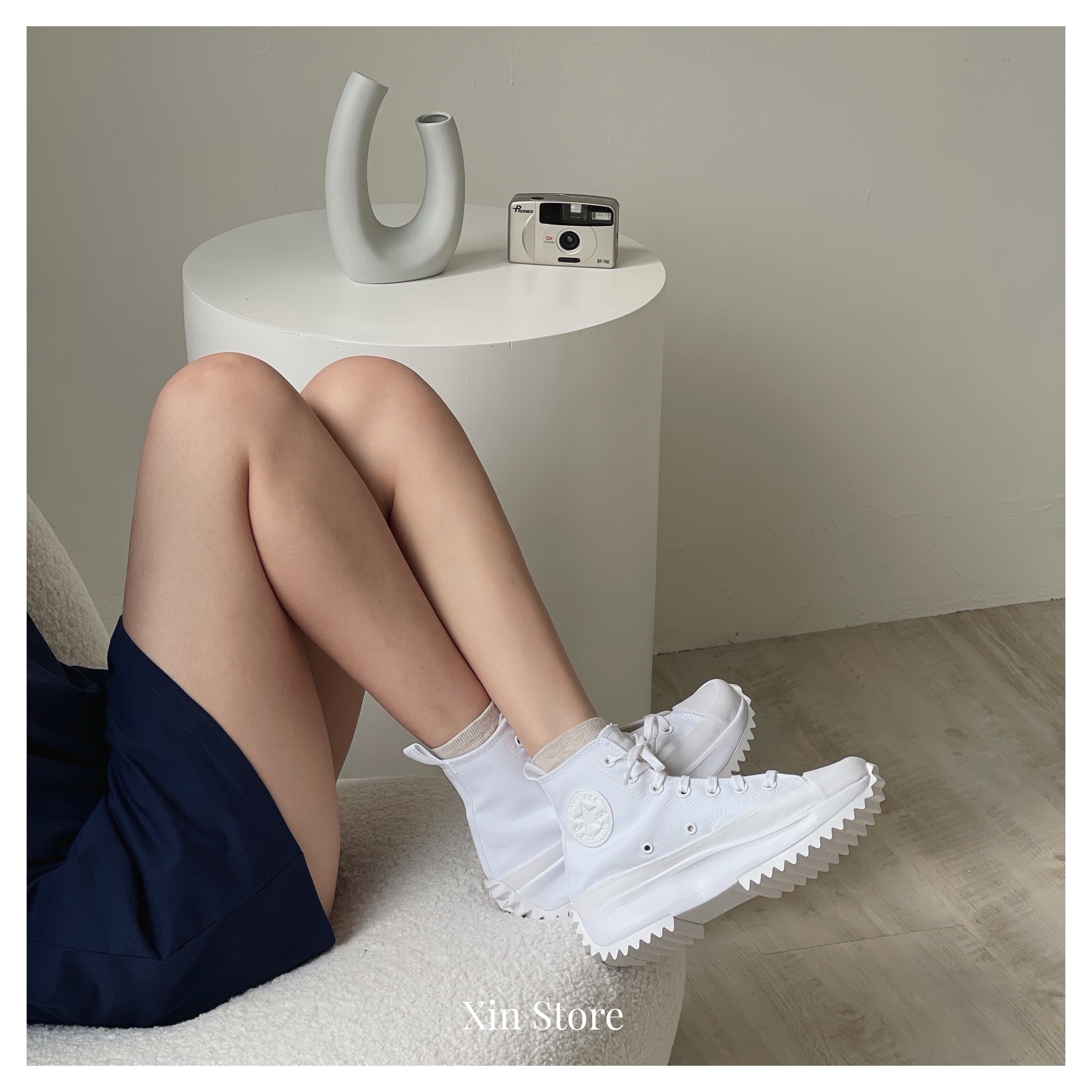 【現貨】Converse Run Star Hike Hi 質感 鋸齒 厚底 高筒 帆布鞋 全白