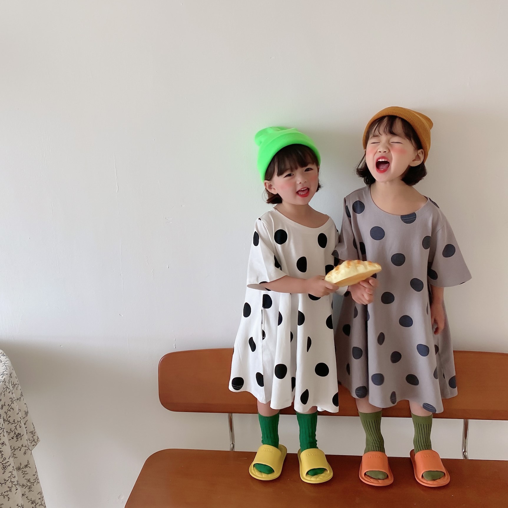 現貨 140cm 日系大波點寬版連身裙 2色