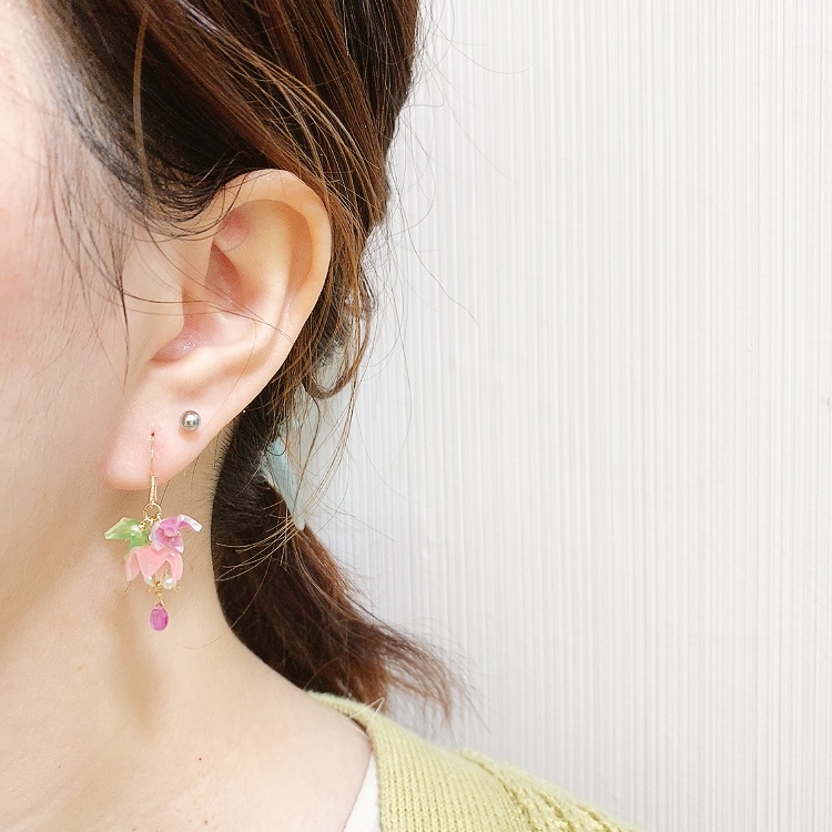 [手作家]  櫻花粉紅花粒耳環 (網站限定優惠)