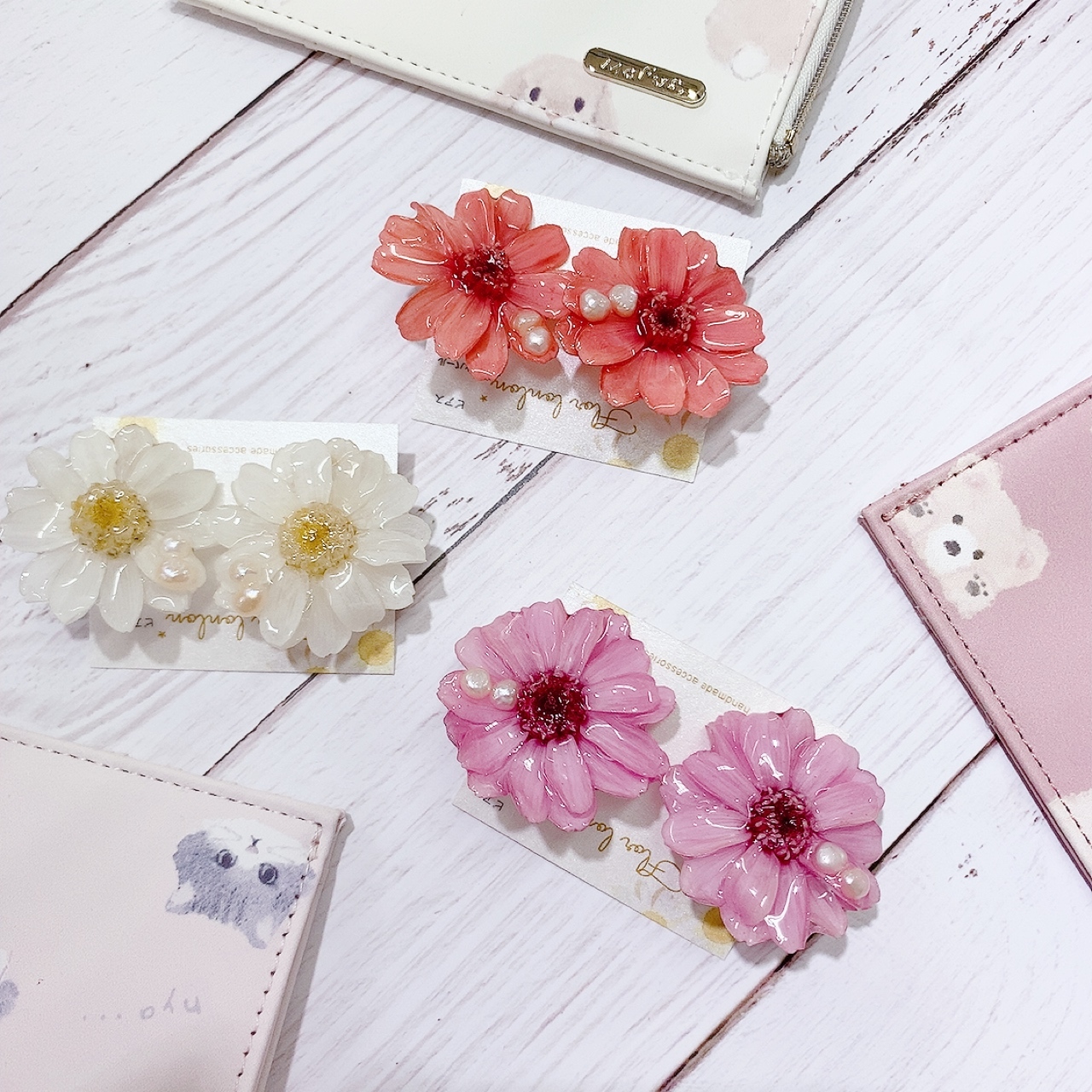 [手作家] 百日菊耳環/髮圈插