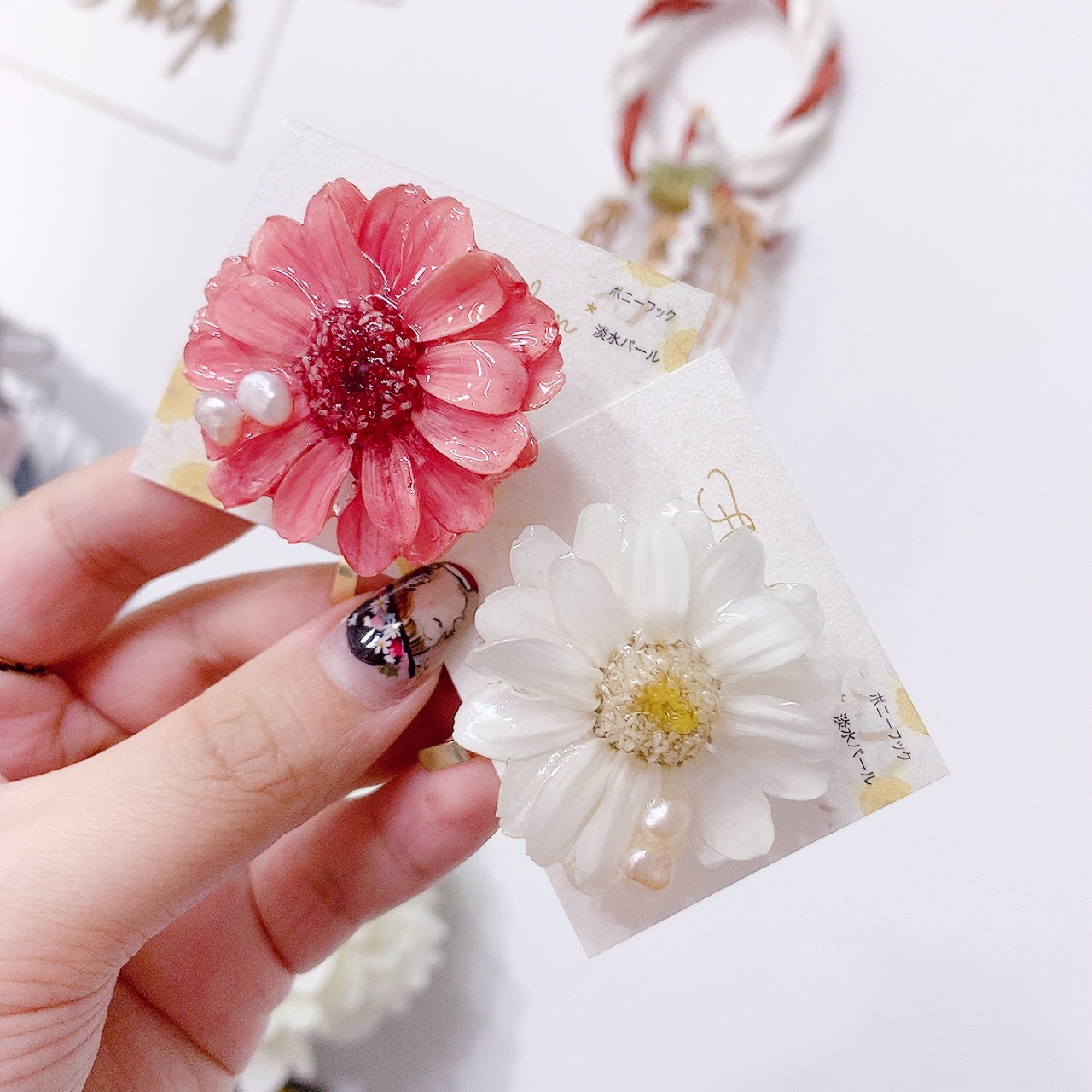 [手作家] 百日菊耳環/髮圈插