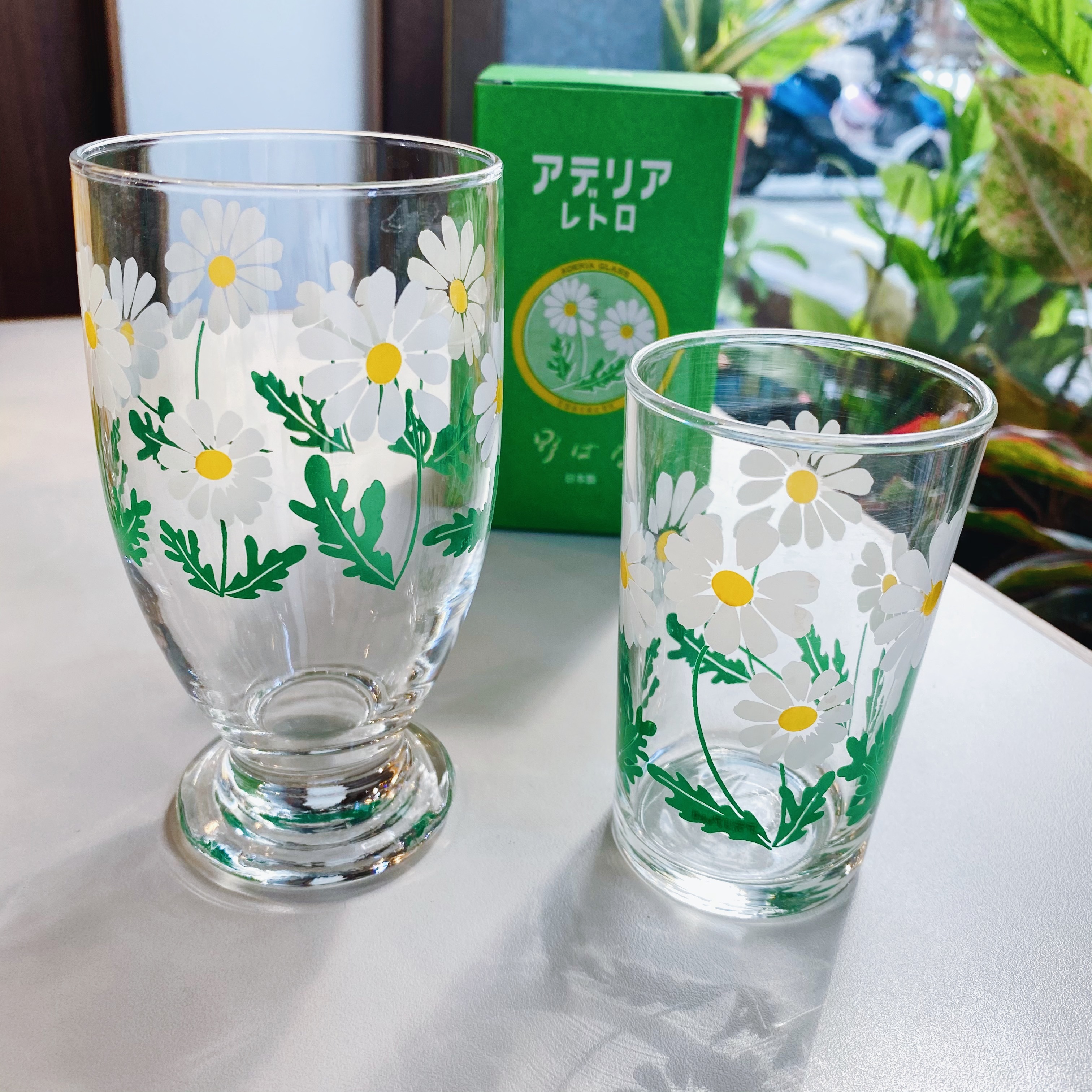 日本石塚硝子昭和復古花朵水杯