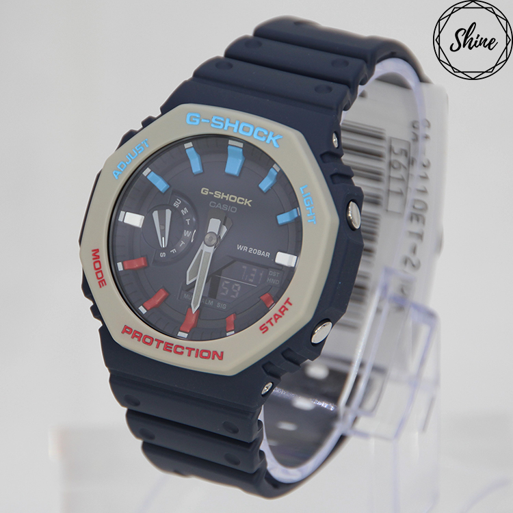 GA-2110ET-2A 手錶客製紅白藍12刻度和錶殼字