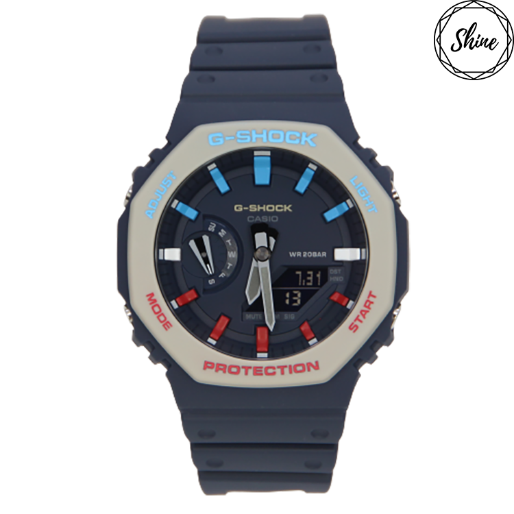 GA-2110ET-2A 手錶客製紅白藍12刻度和錶殼字