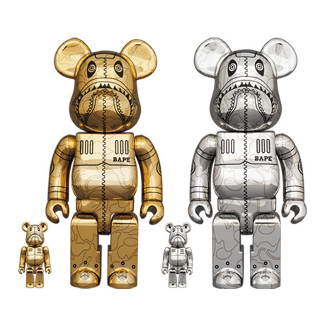MEDICOM TOY - BE@RBRICK SORAYAMA BAPE 100%&amp;400% 金銀セット Baby Milo Bape x Sorayama gold” from Be@rbrick - Dope! Gallery