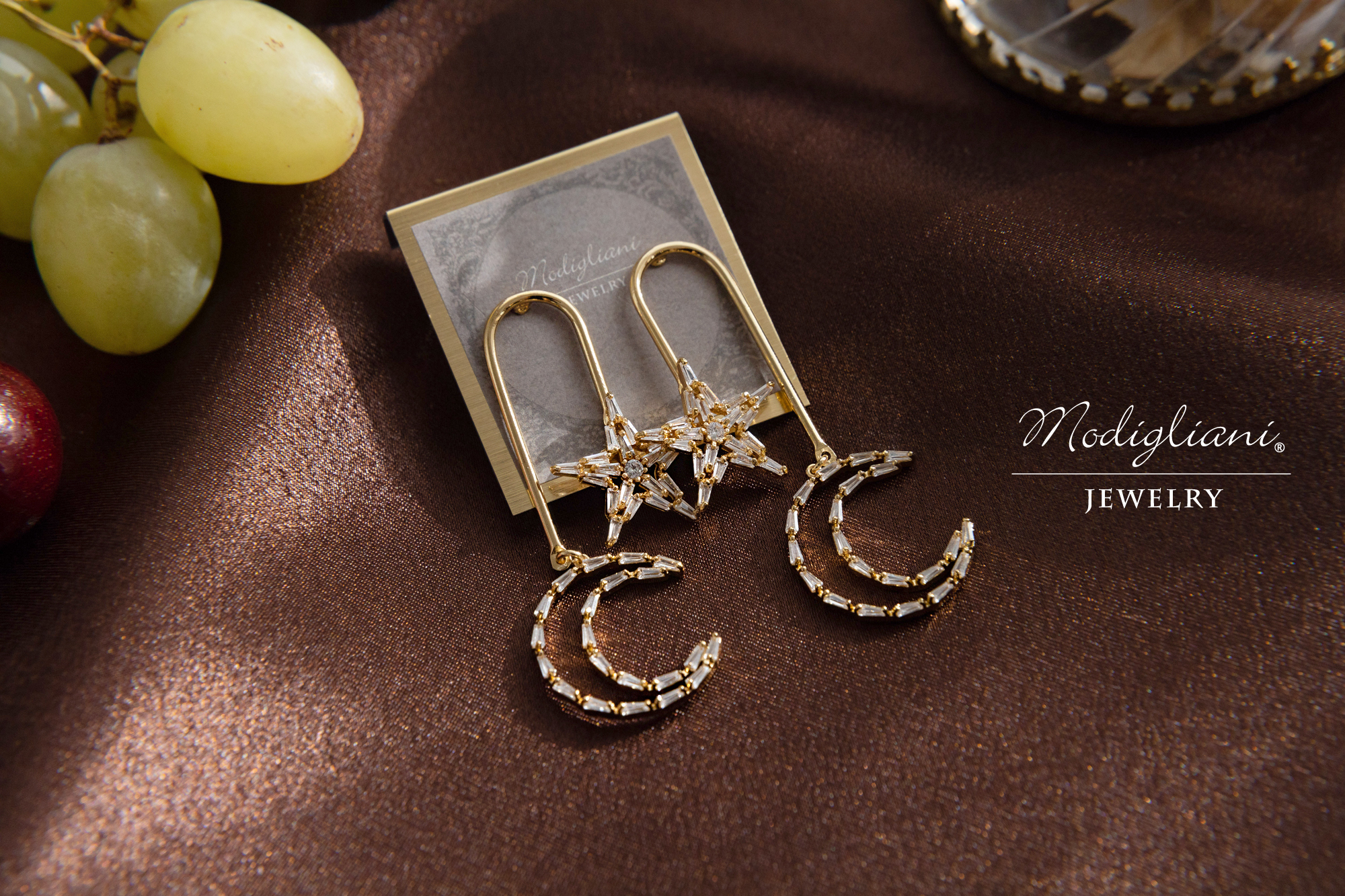 18KGP 星月相依耳環