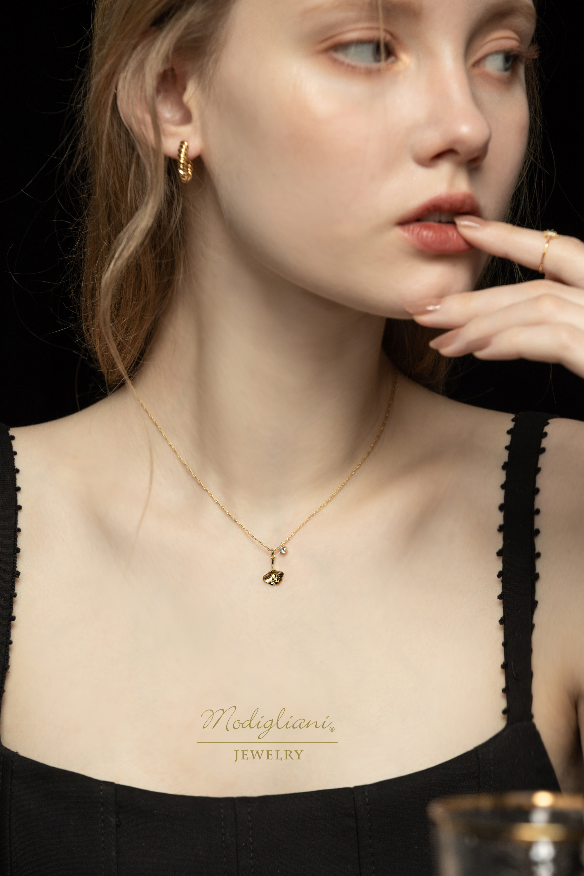 黃銅飾品,黃銅,銀杏,項鍊,花草,18K金,鋯石,小巧,氣質