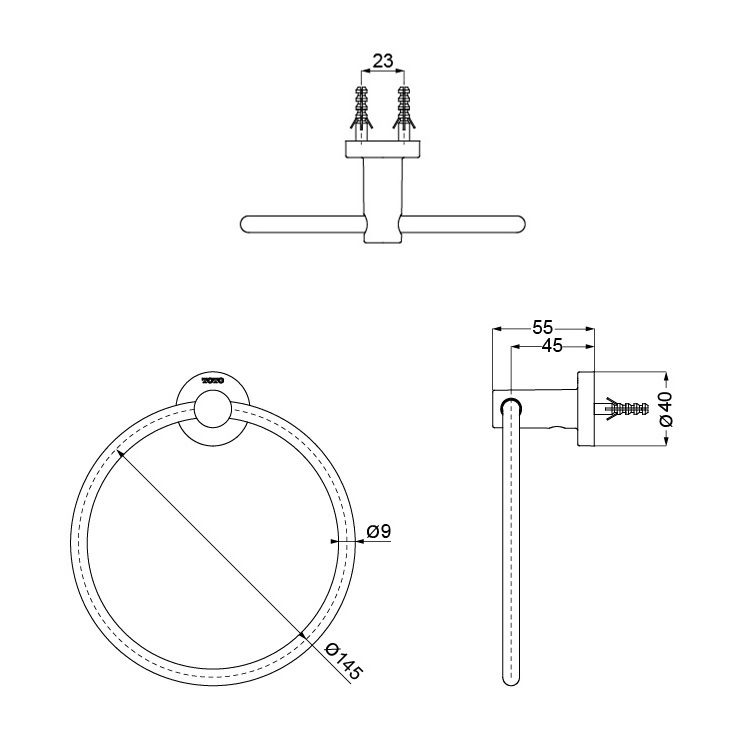 Toto "L Selection" YTT406 (YTT406C) Towel Ring