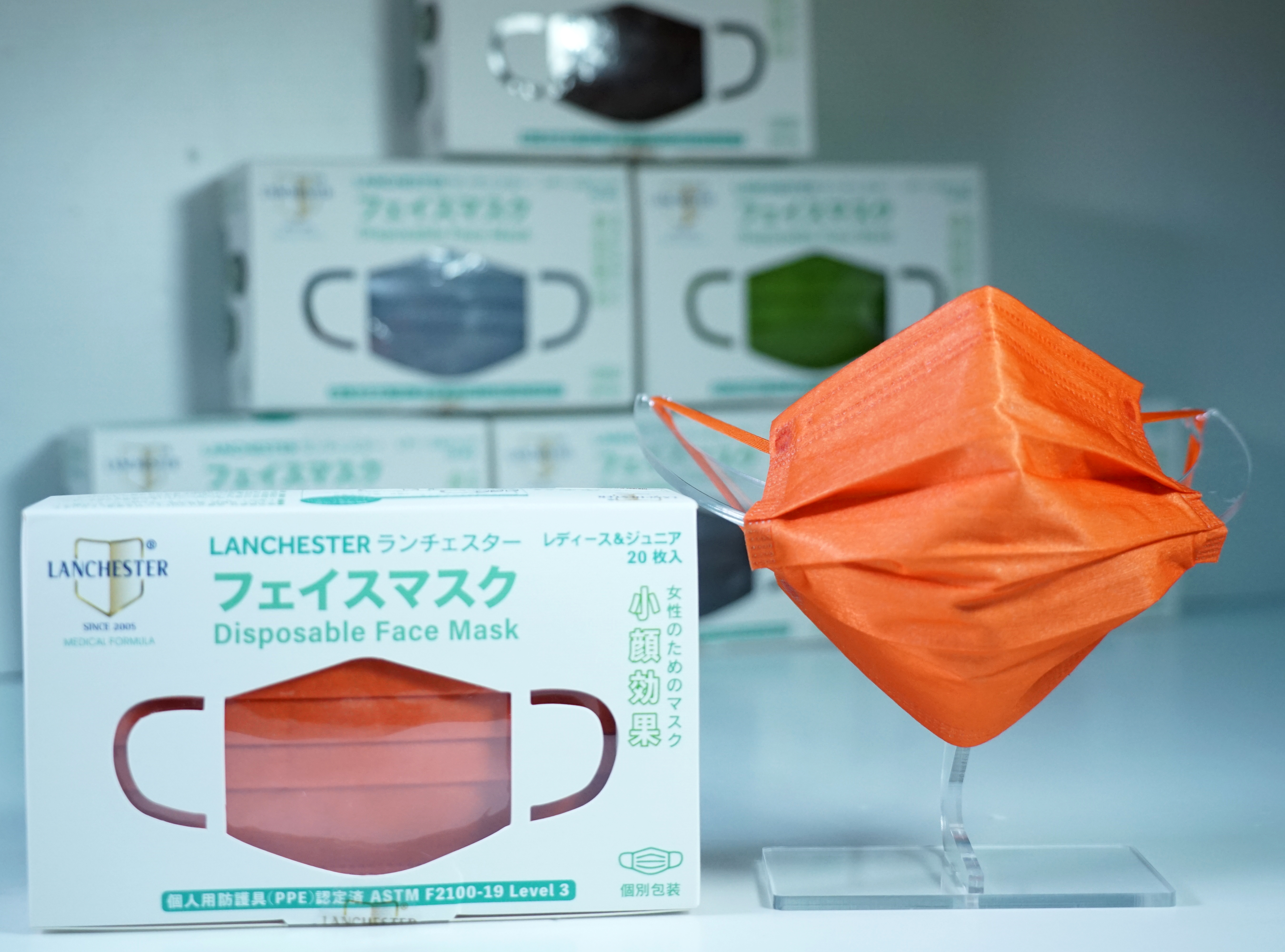 【黑金星光系列】Lanchester 小童三層ASTM LV3 防護口罩 陽光橙二十片 獨立包裝 (多項證書認證/信心保證)
