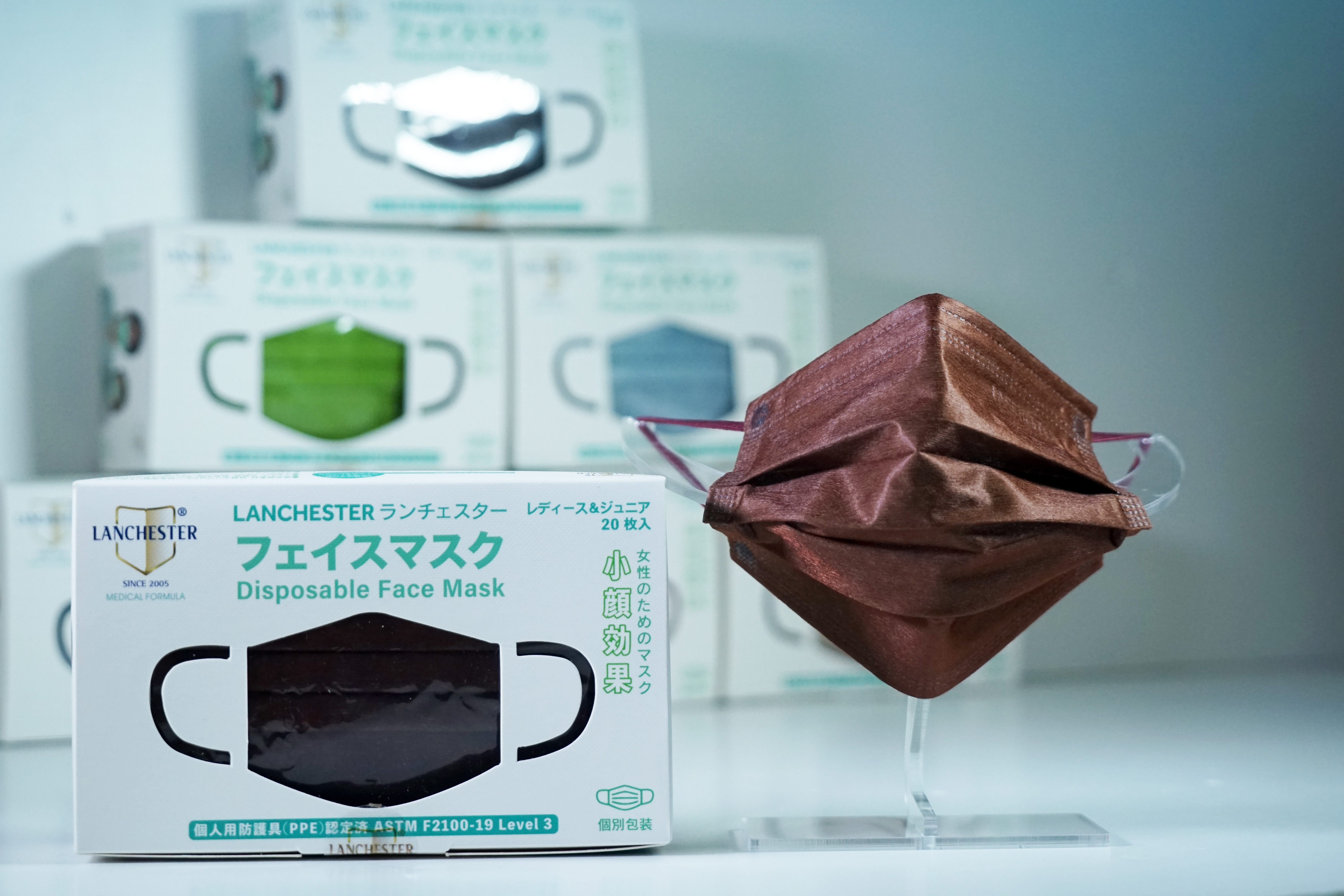 【黑金星光系列】Lanchester 小童三層ASTM LV3 防護口罩 黑朱古力色 二十片 獨立包裝 (多項證書認證/信心保證)