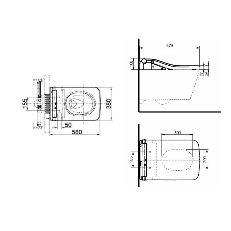 Toto CW522EB + TCF804C2Z + WH173BAT-542EB + MB176G#WH P Trap 220mm Wallhung Multi-function 3/4.5L Tornado flushing toilet with wireless remote, concealed Cistern & glass flushing panel *CEFIONTECT*
