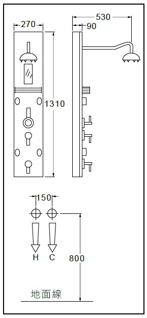 摩登 淋浴柱 鋁合金 適合水壓2KG  LD-9923B