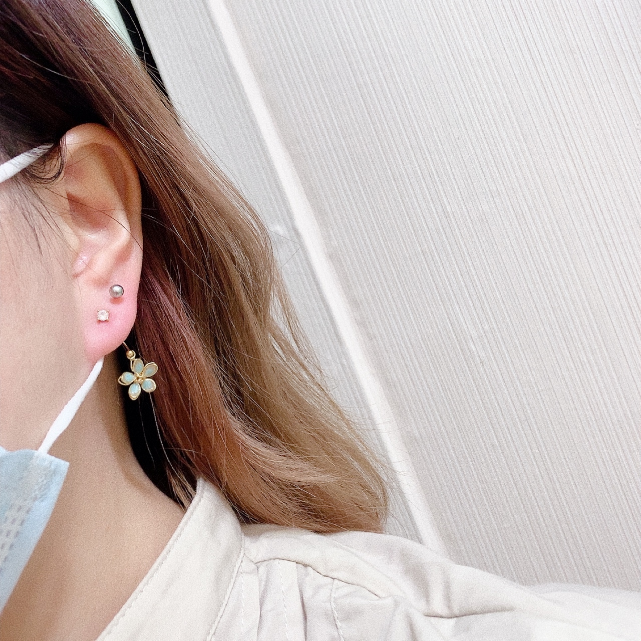 日本制透明感花瓣耳環