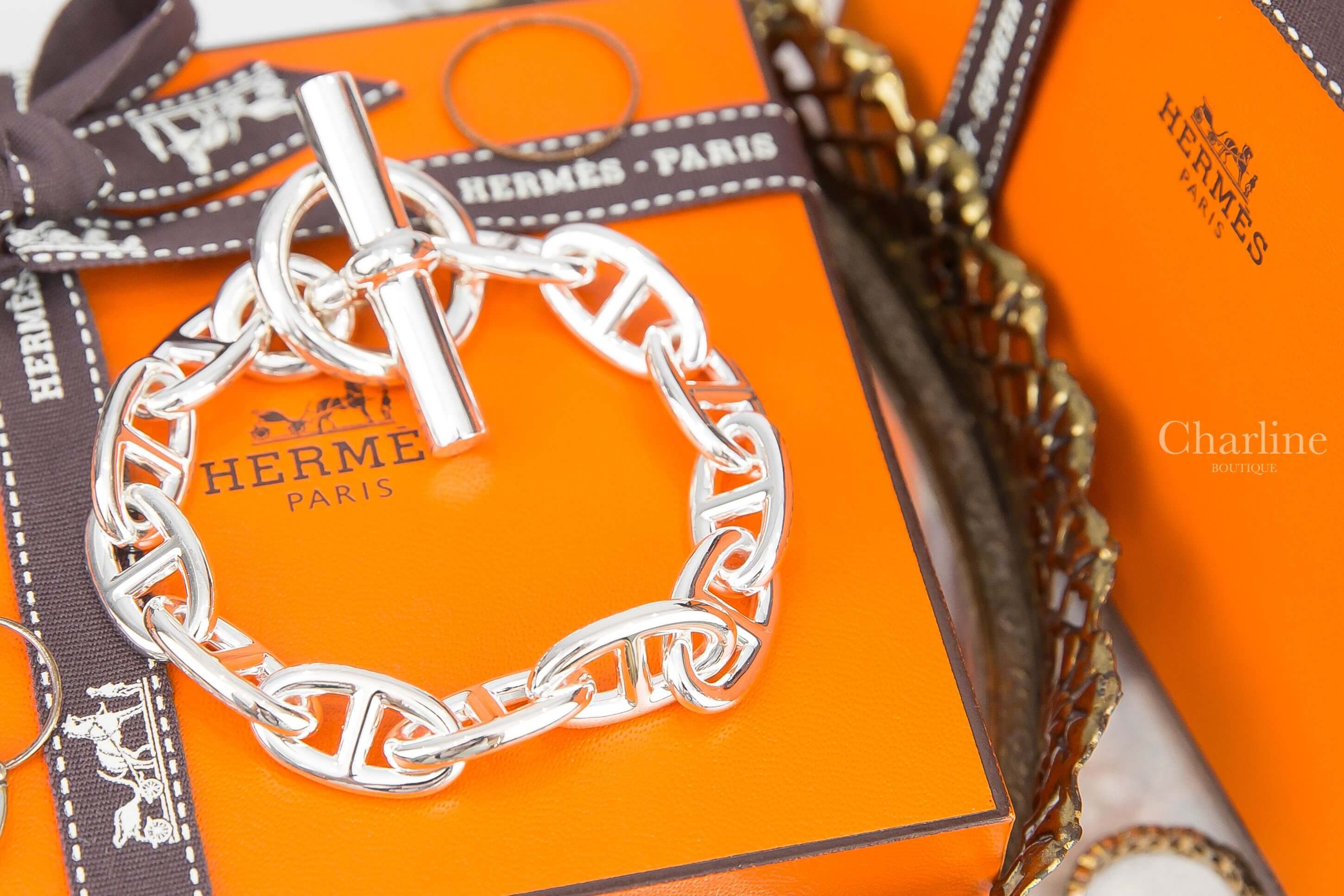 Hermès Chaine D'ancre Bracelet, Large Model 銀色大型θ銀飾手鍊-Charline Boutique 精品代購