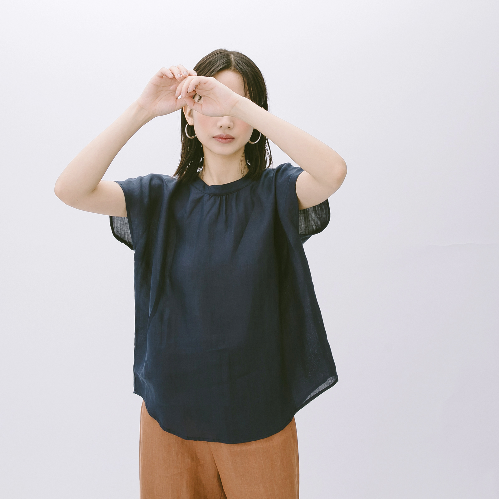 小圓領上衣 - 海軍藍
