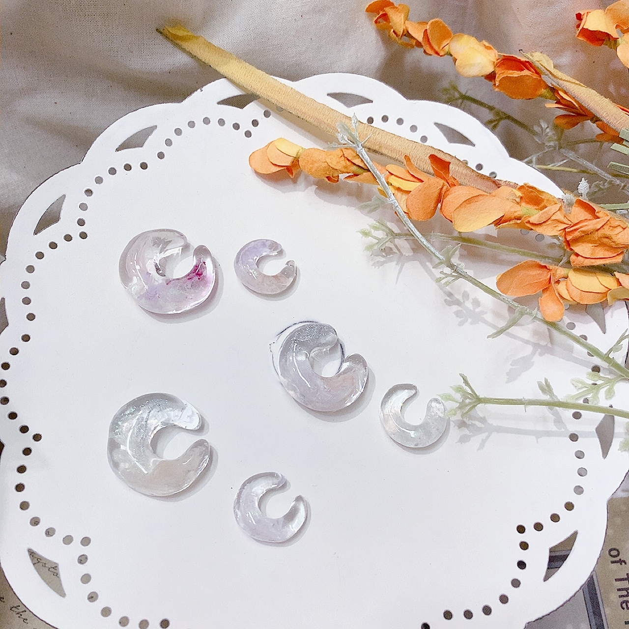 [手作家] 乾花封入閃粉耳骨夾SET