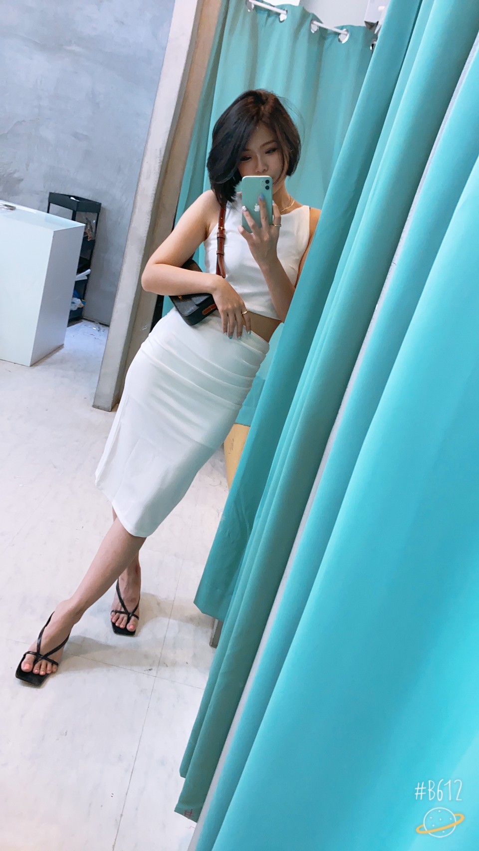 簡約上衣+鉛筆裙(套裝)(黑/白)