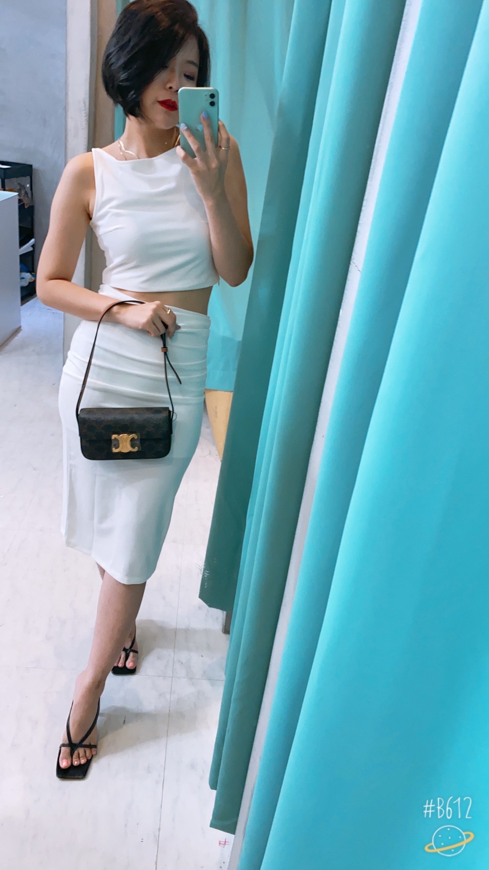 簡約上衣+鉛筆裙(套裝)(黑/白)